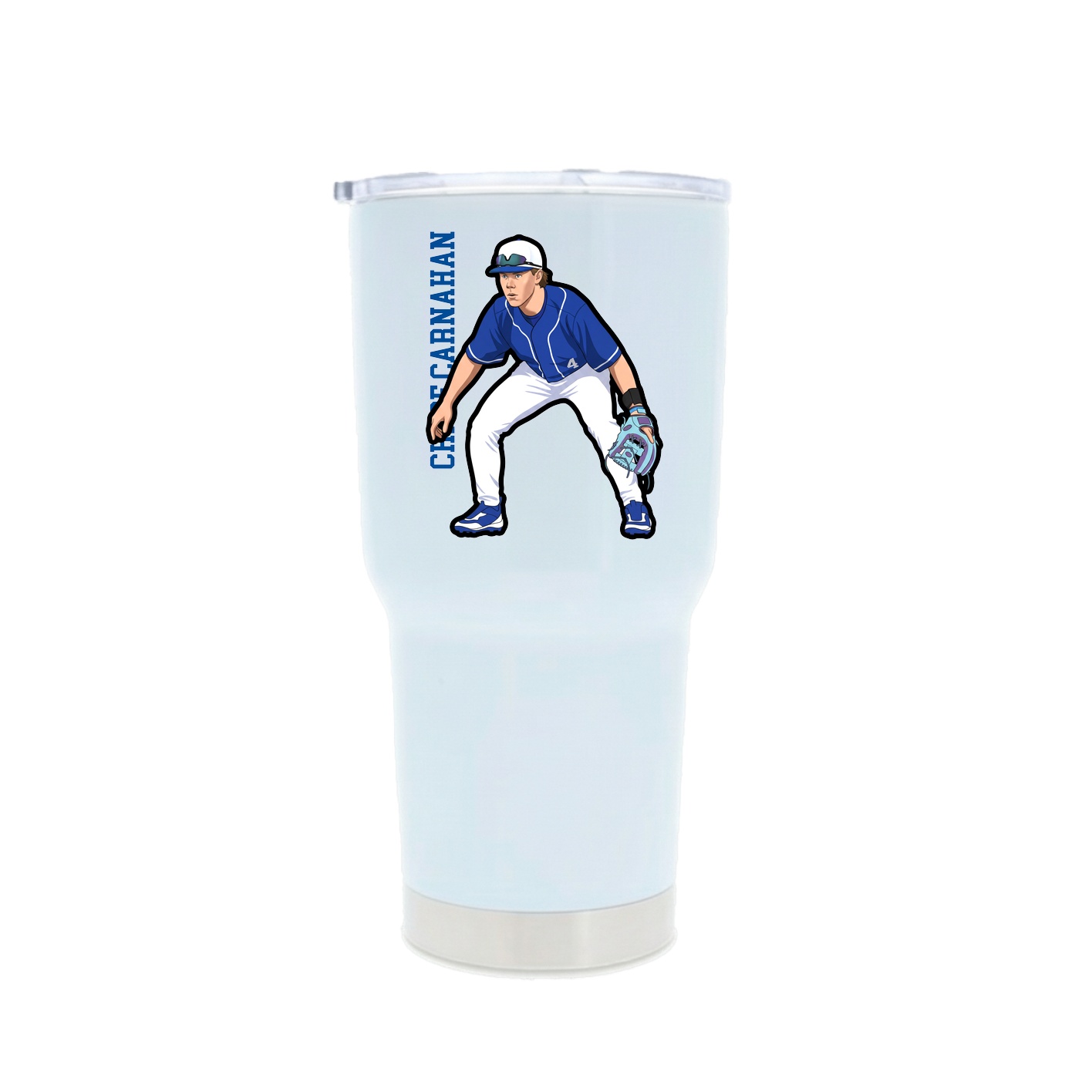 30oz Stainless Steel Tumbler — Name Vertical in White