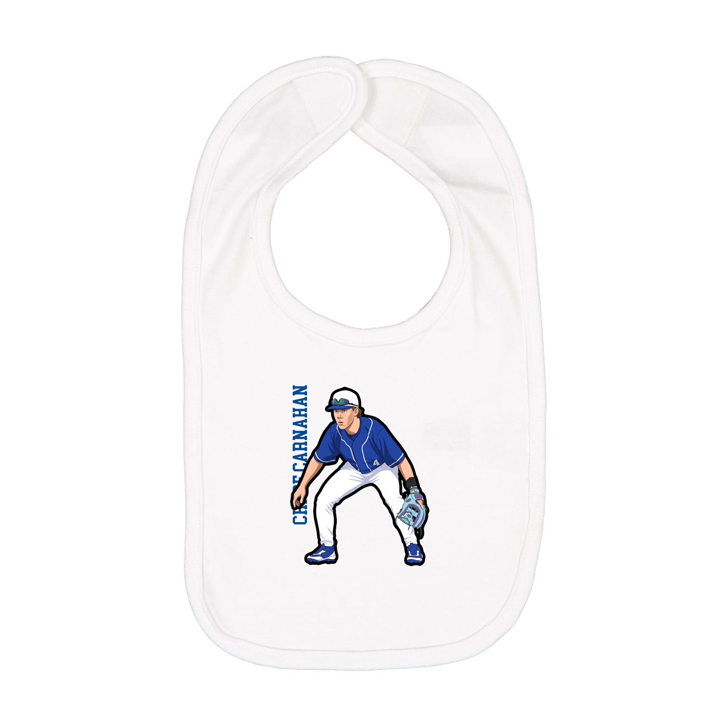 Infant Bib — Name Vertical in White