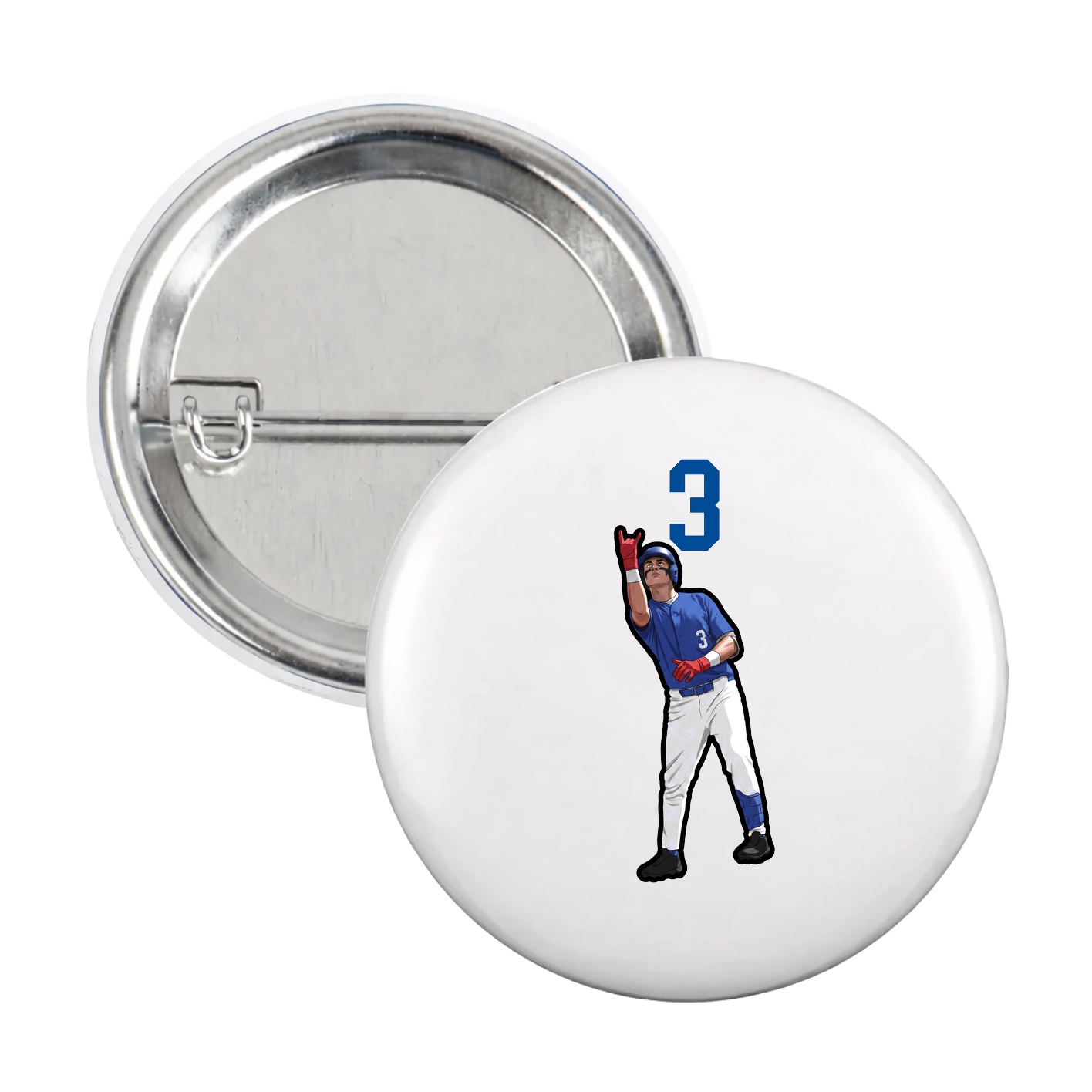 Game Day Button — Number Top in White