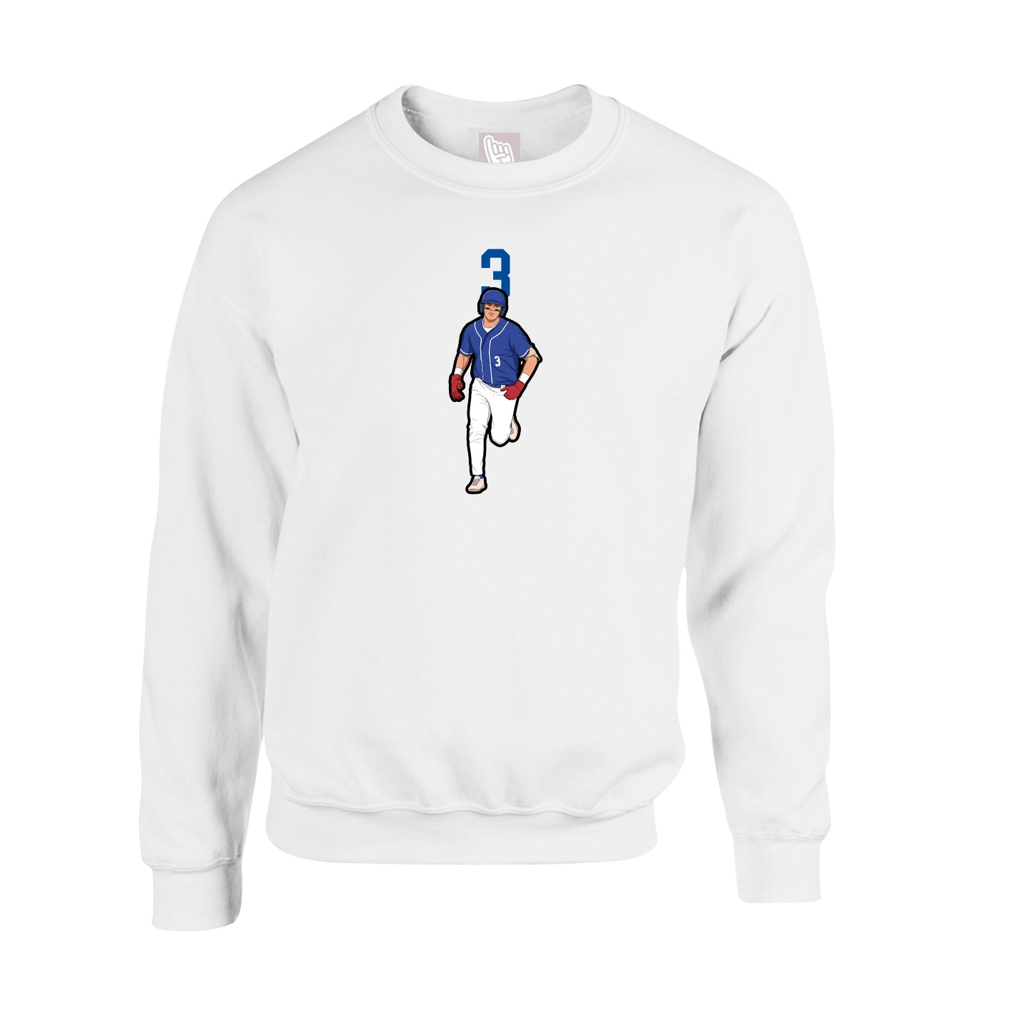 Fleece Crew — Number Top in White
