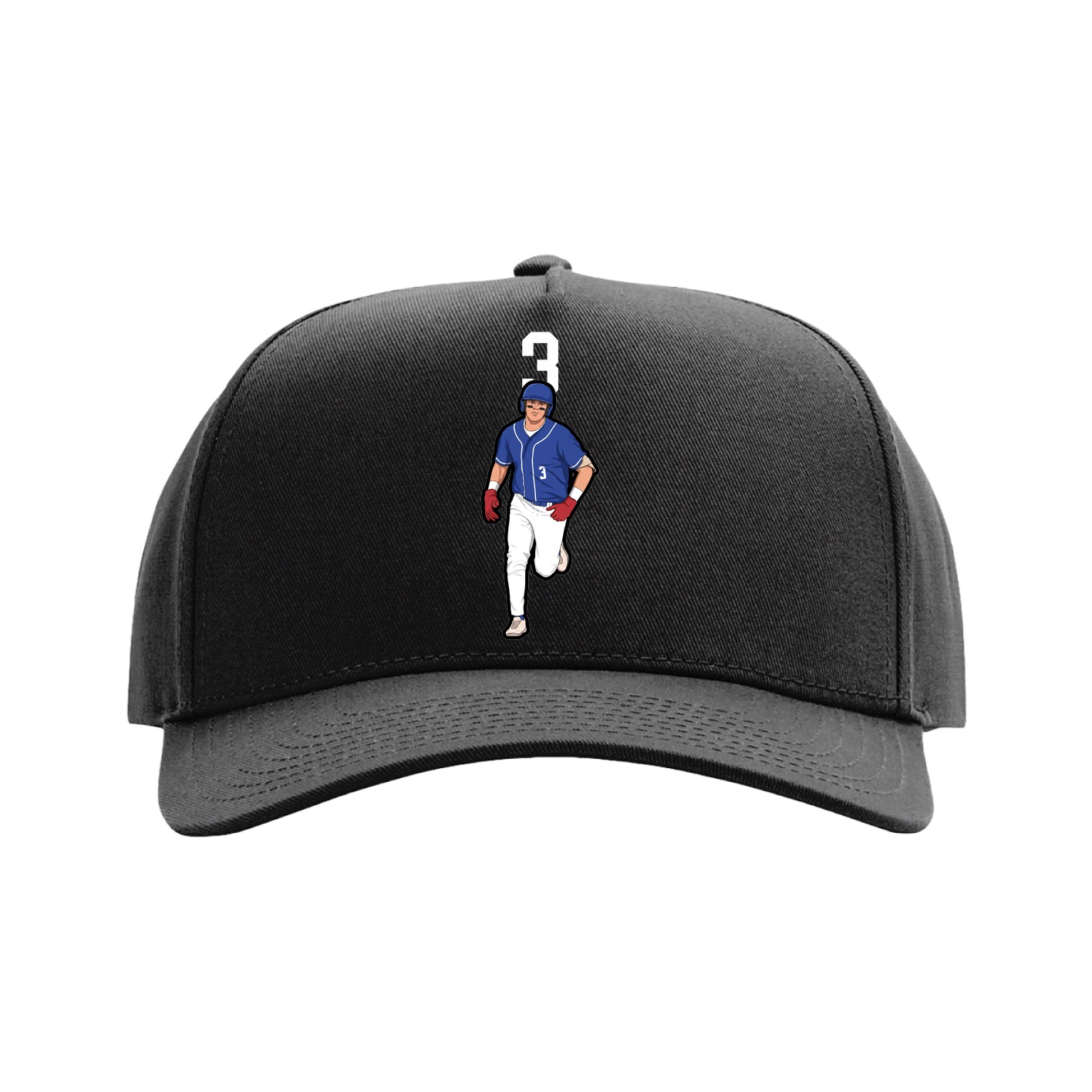 Full Fabric Five-Panel Champ Cap — Number Top in Black