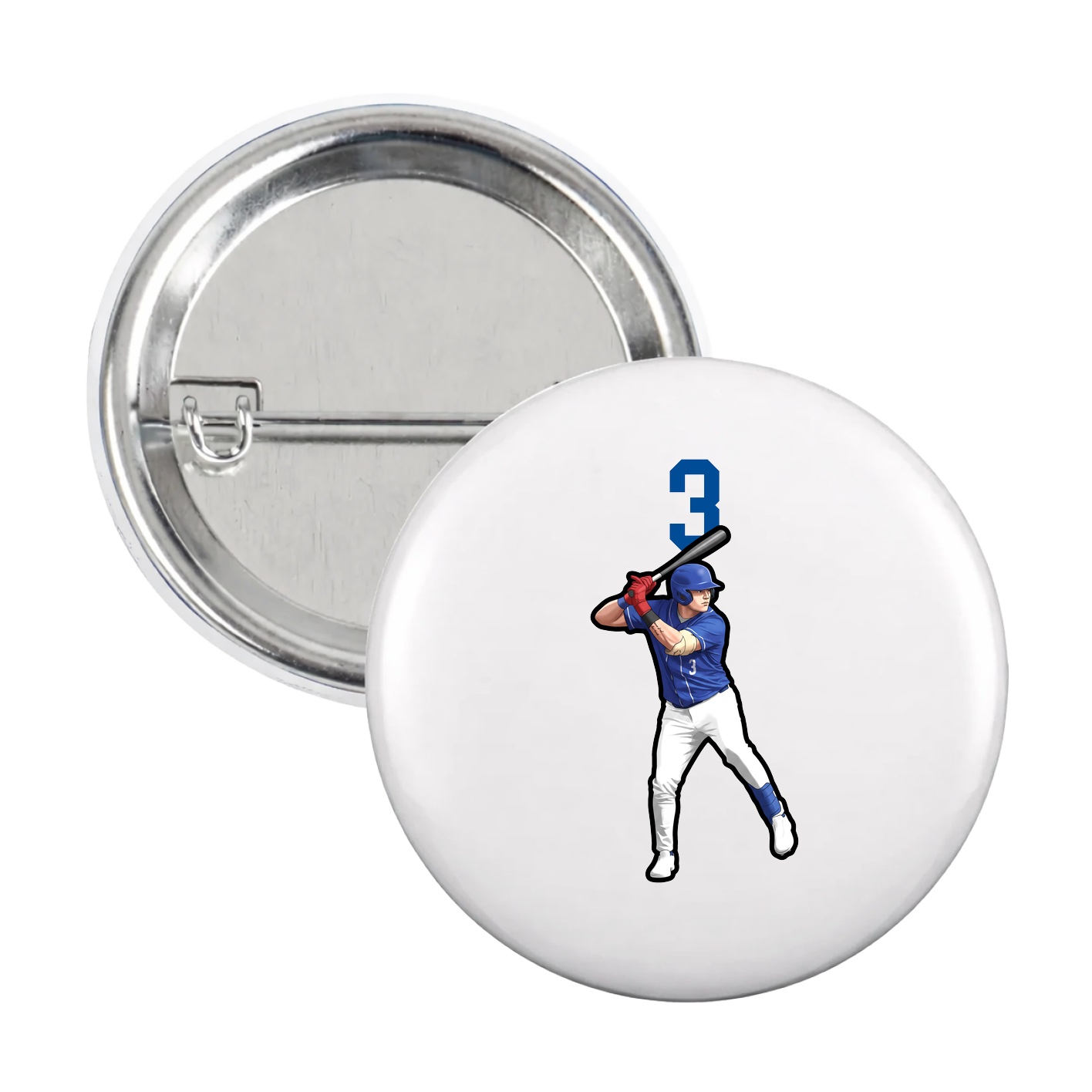 Game Day Button — Number Top in White
