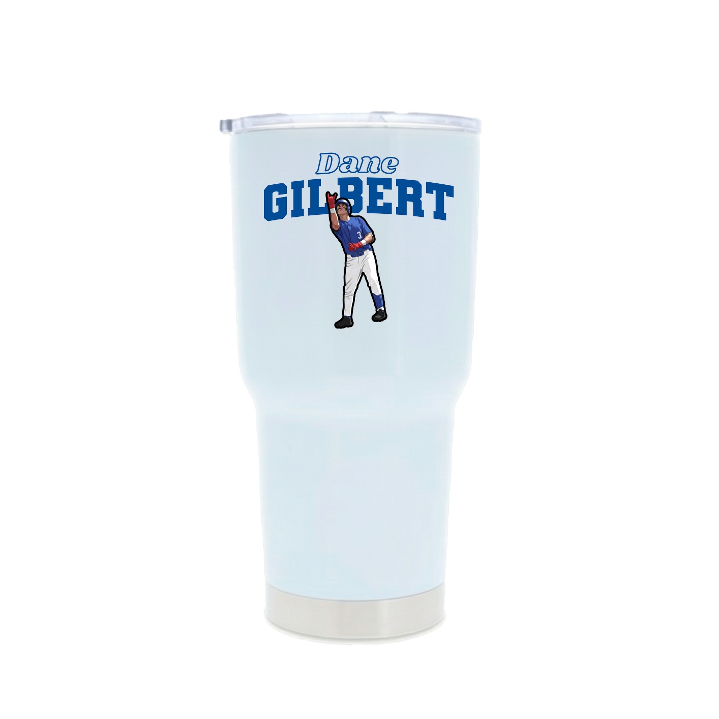 30oz Stainless Steel Tumbler — Name Arch in White