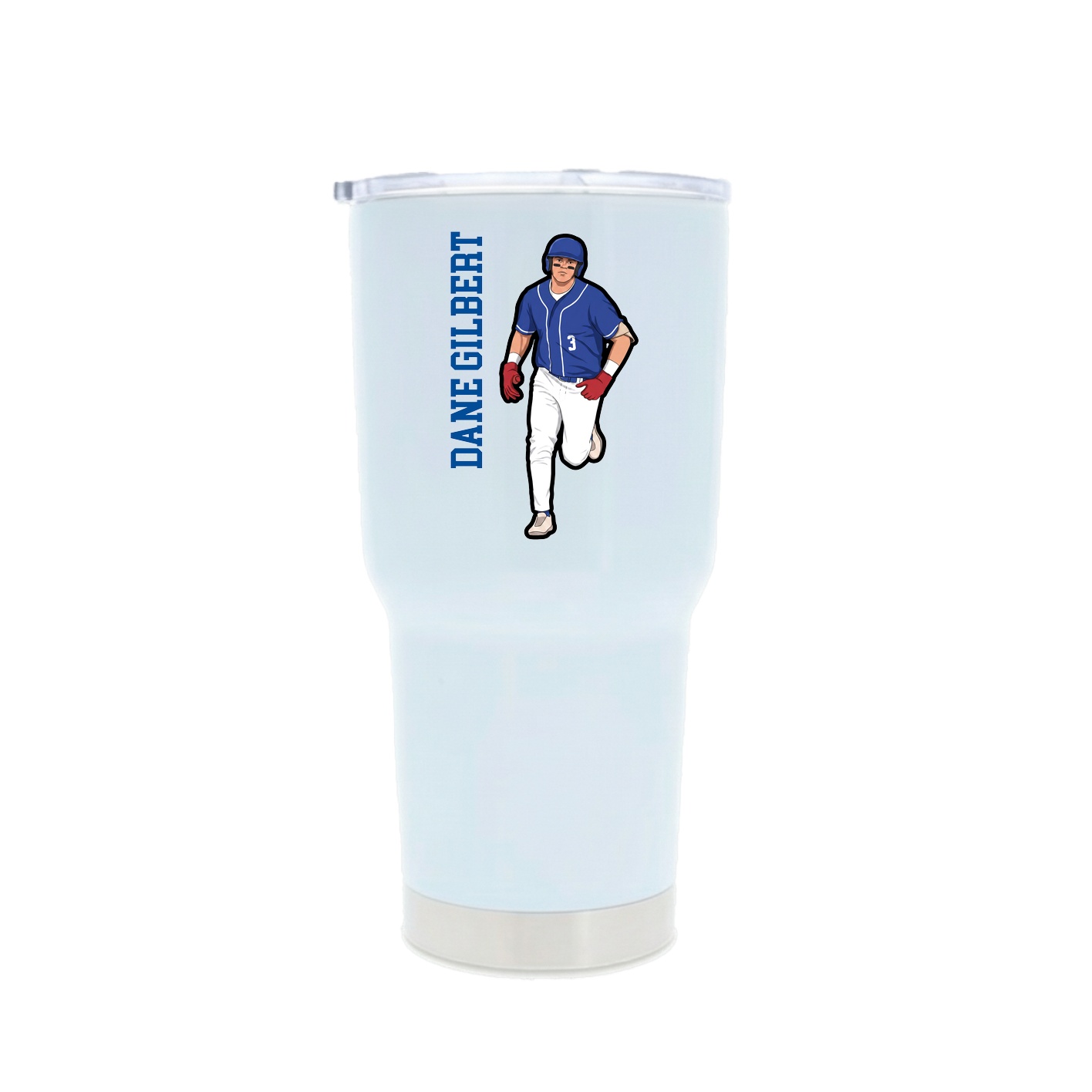 30oz Stainless Steel Tumbler — Name Vertical in White