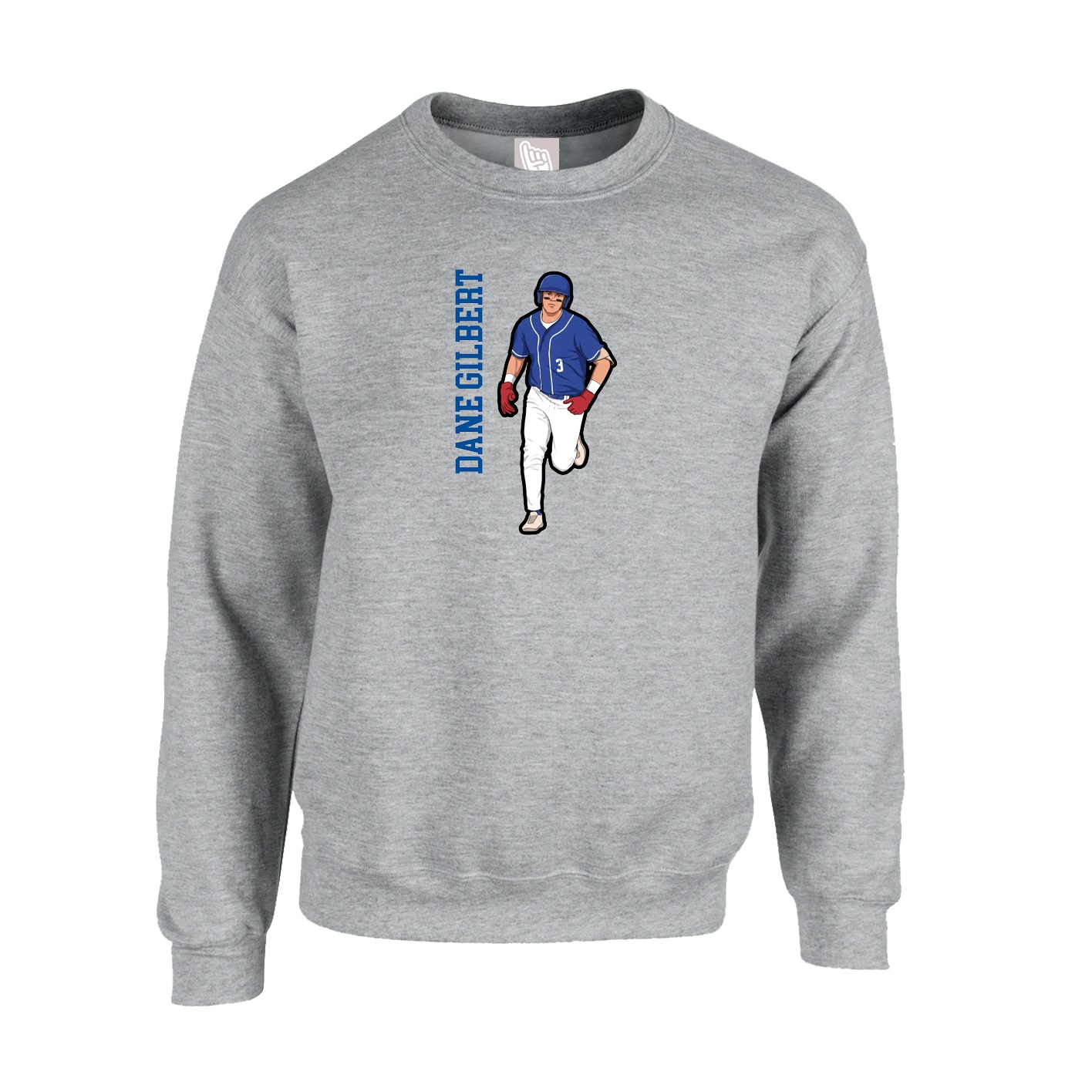 Fleece Crew — Name Vertical in Grey