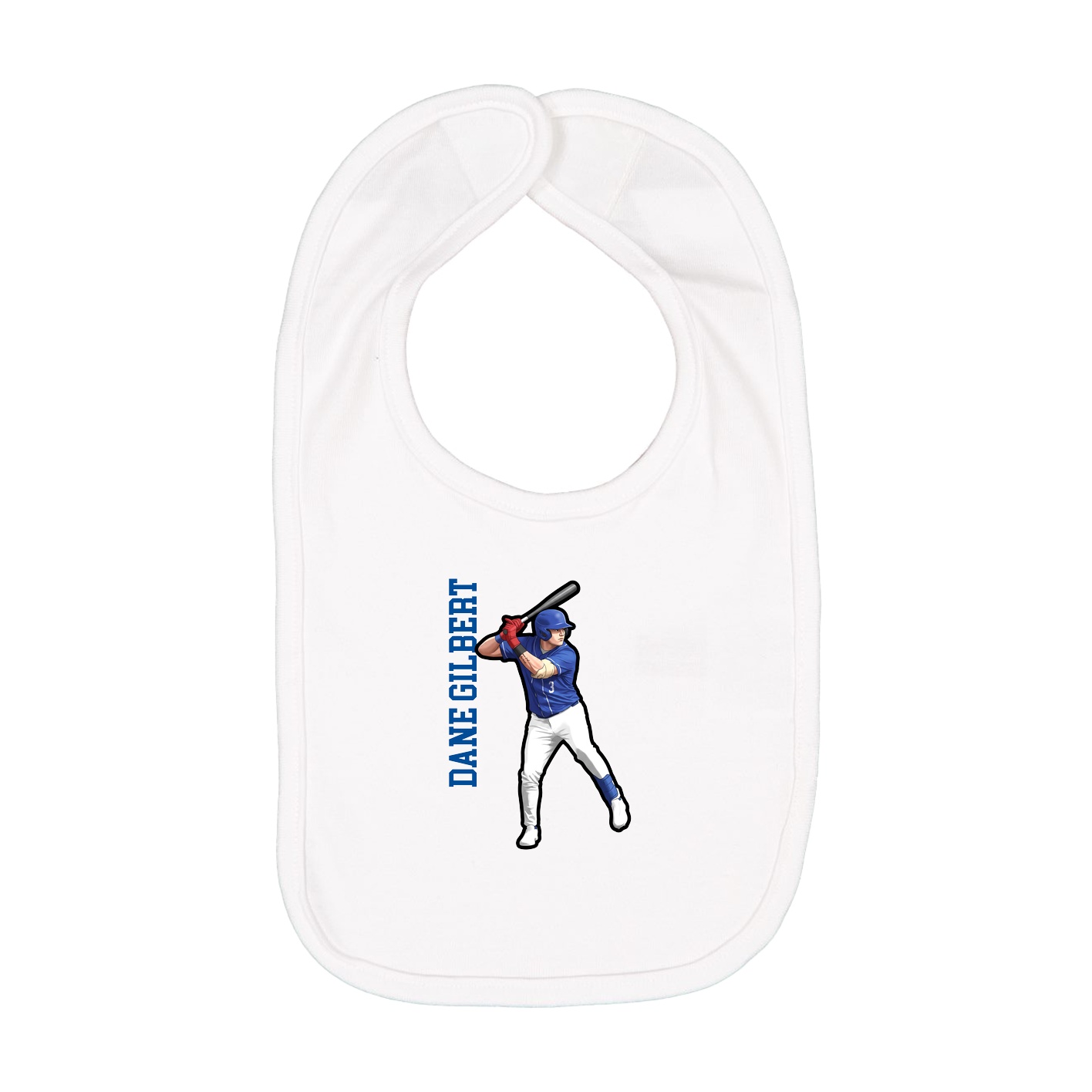 Infant Bib — Name Vertical in White