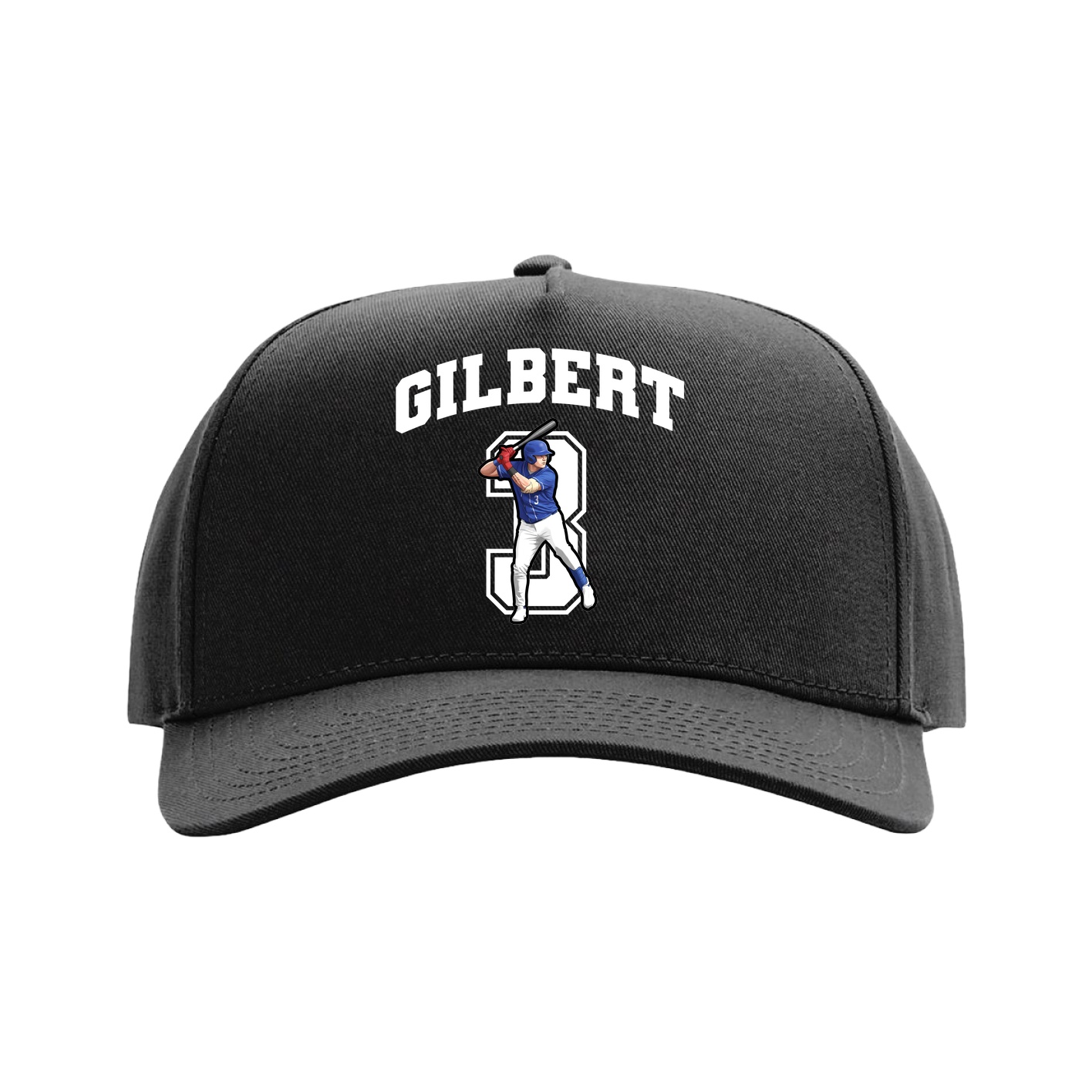 Full Fabric Five-Panel Champ Cap — Number in Black