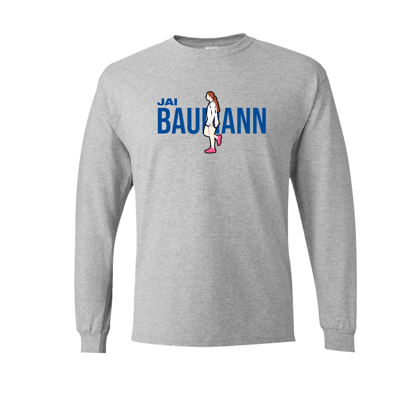 Long Sleeve Tee — Player Name in Grey