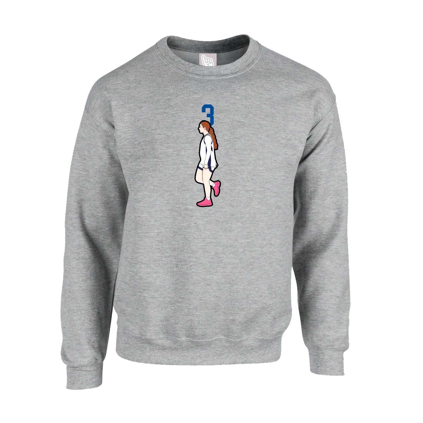 Fleece Crew — Number Top in Grey