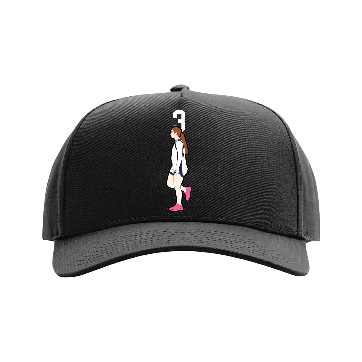 Full Fabric Five-Panel Champ Cap — Number Top in Black