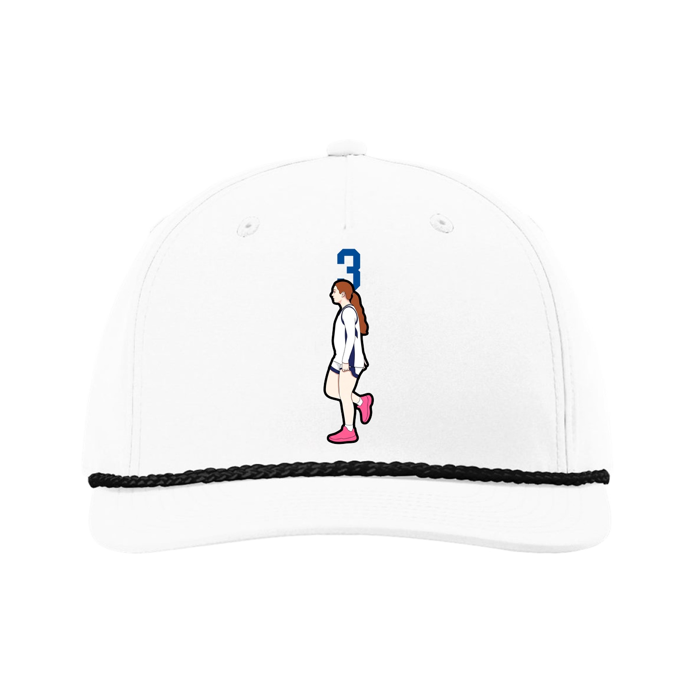 Five-Panel Classic Rope Cap — Number Top in White