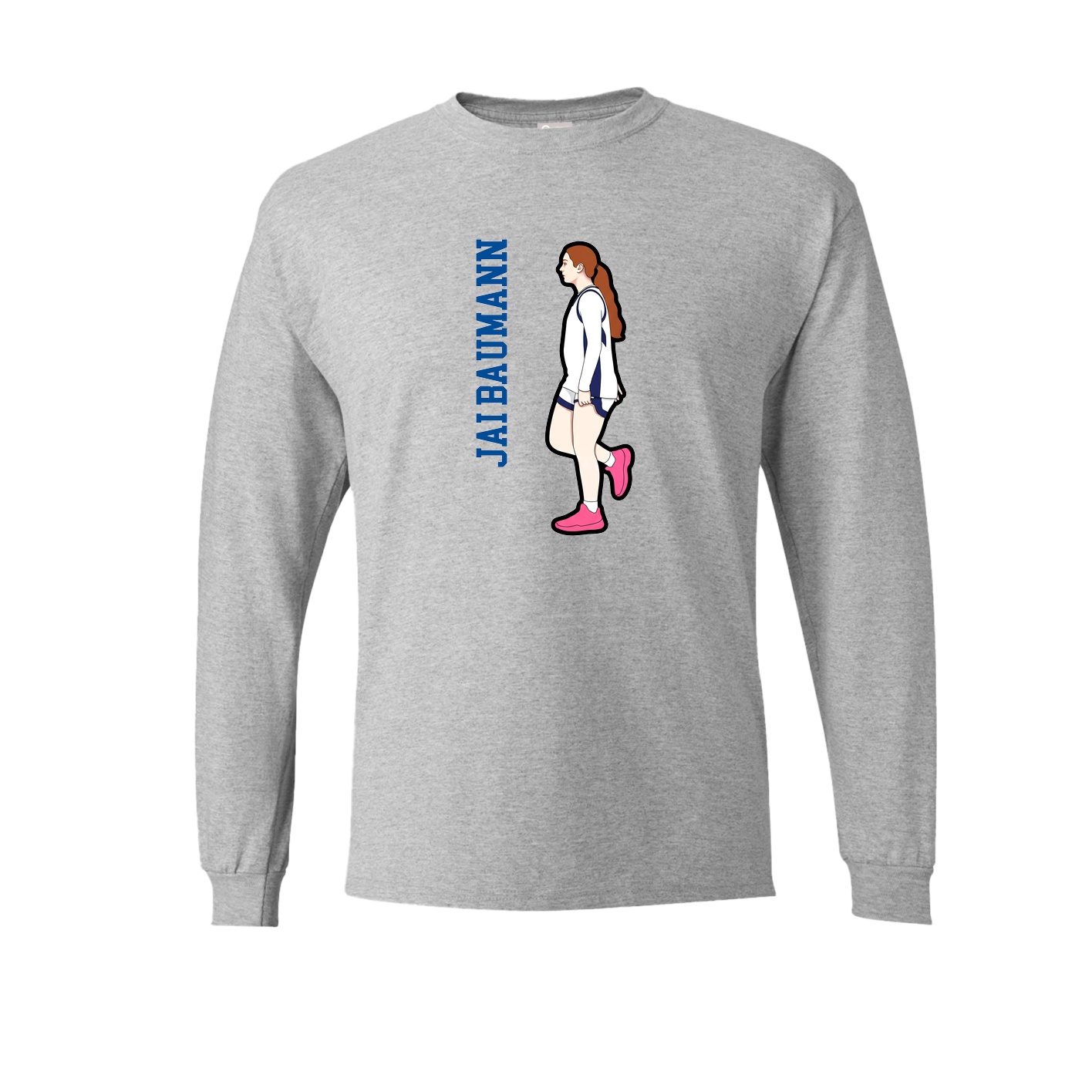 Long Sleeve Tee — Name Vertical in Grey
