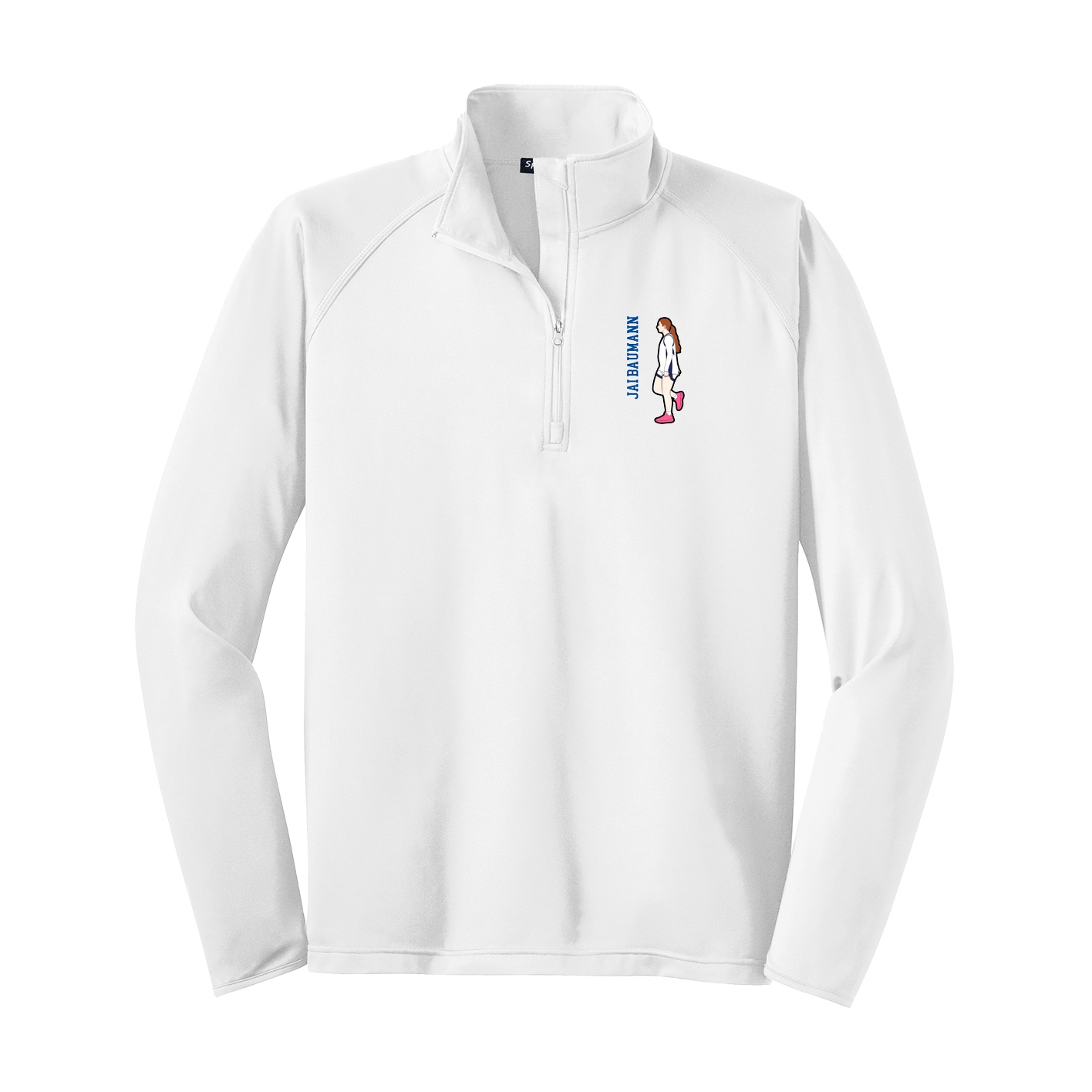 Q-Zip Pullover — Name Vertical in White