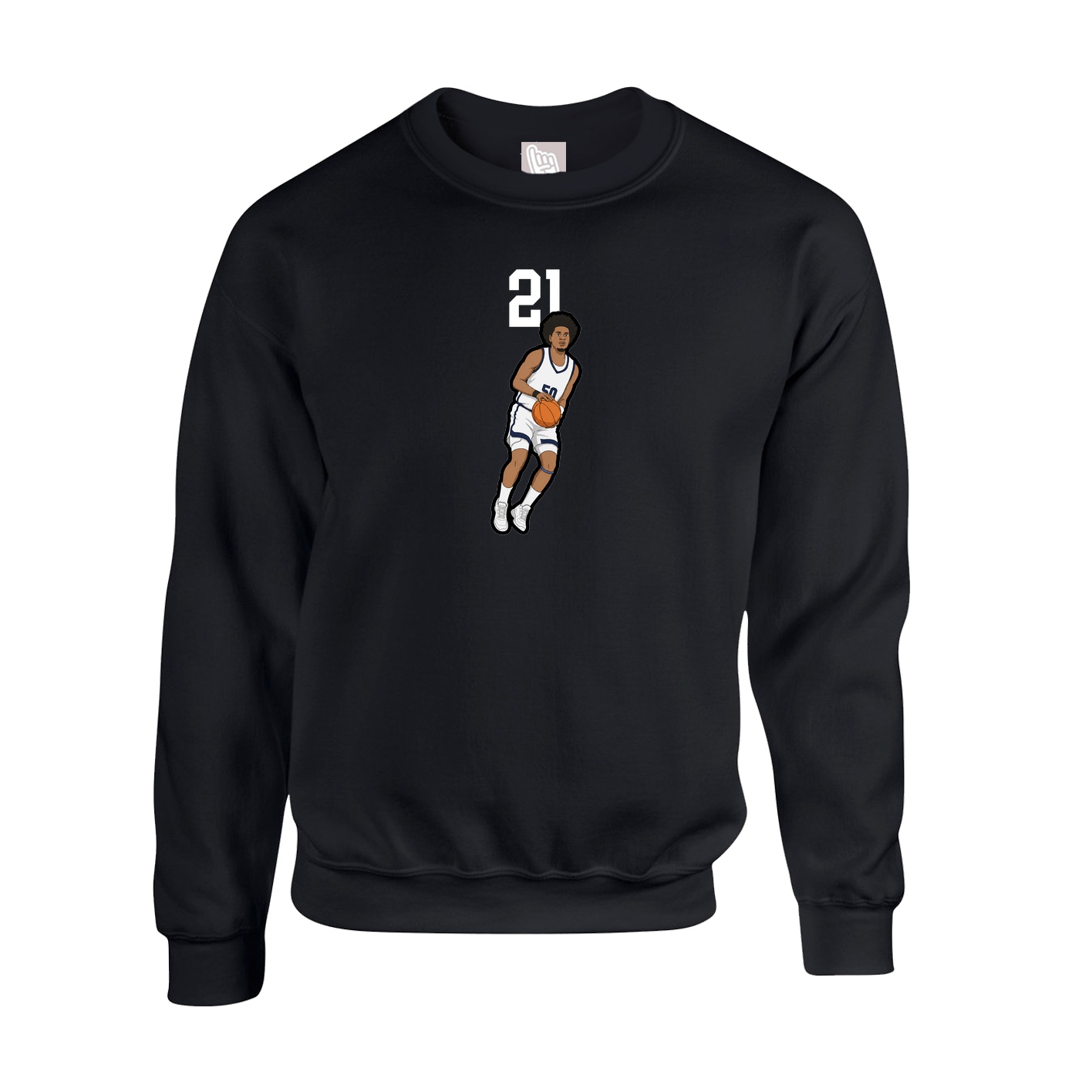 Fleece Crew — Number Top in Black