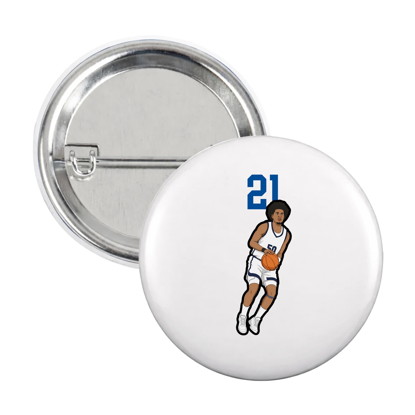 Game Day Button — Number Top in White
