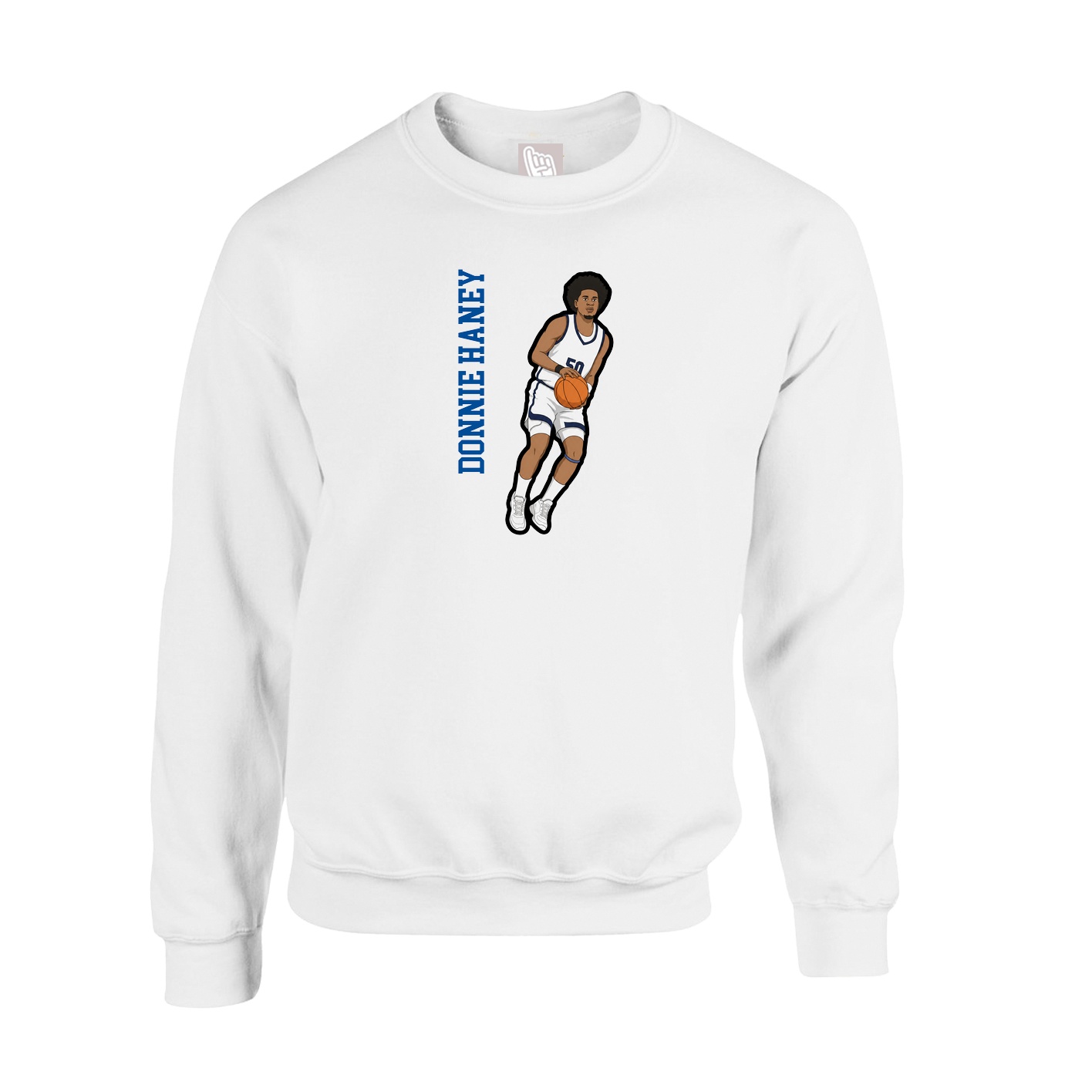 Fleece Crew — Name Vertical in White
