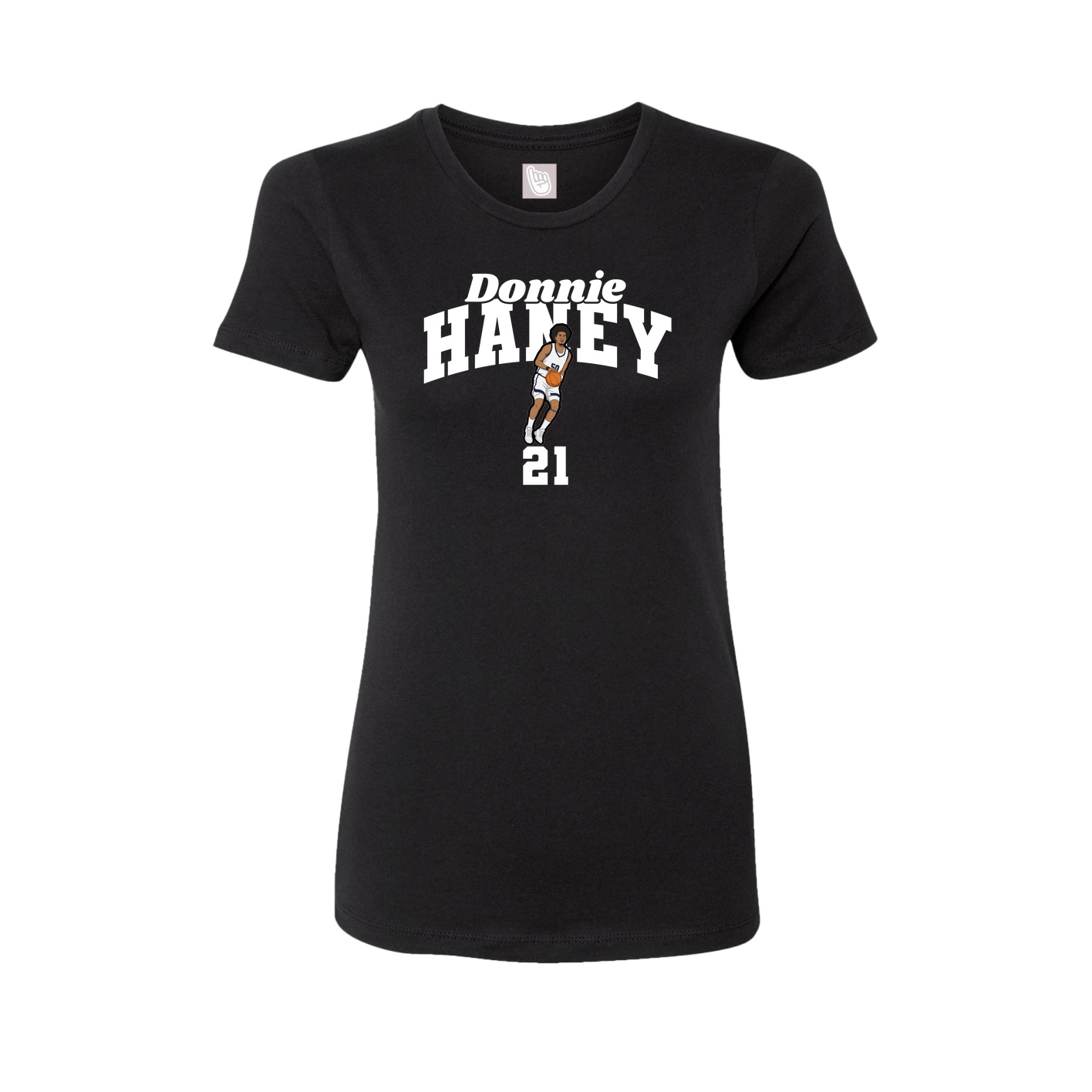 Fitted Women's Tee — Signature Arch in Black