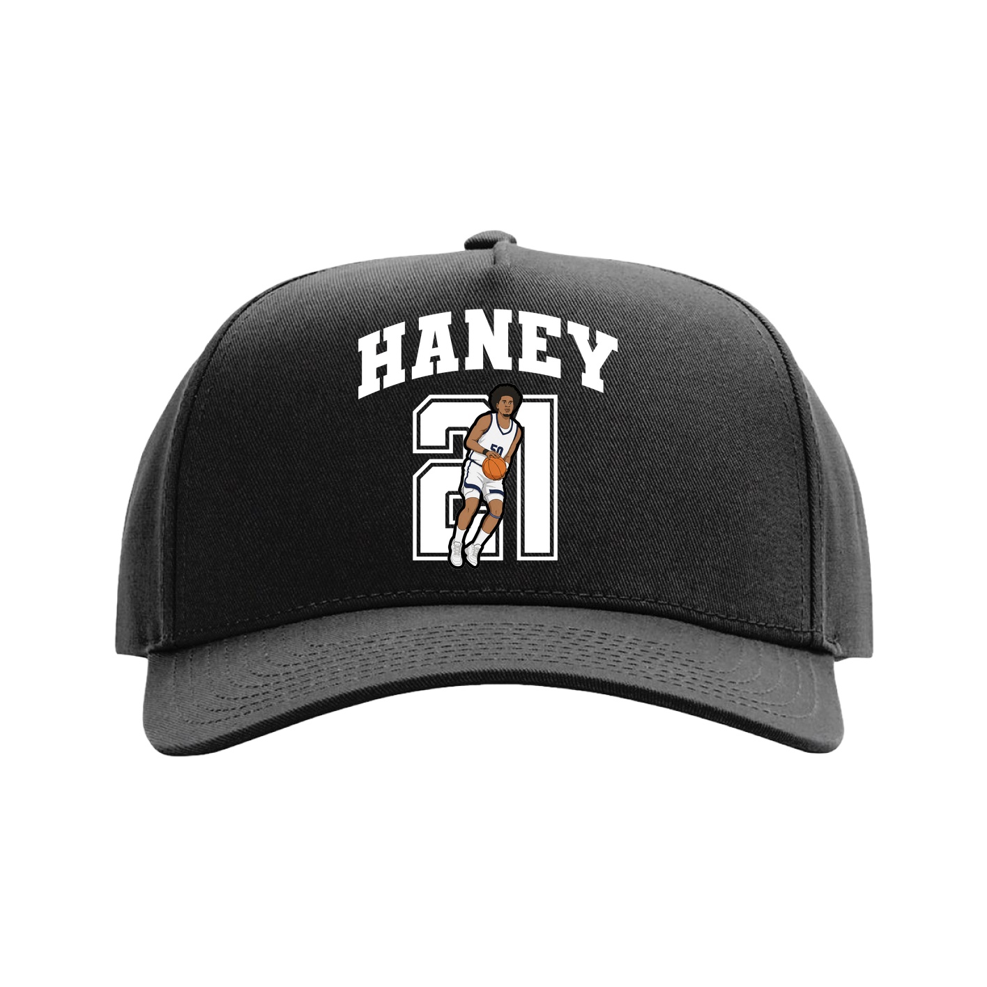 Full Fabric Five-Panel Champ Cap — Number in Black