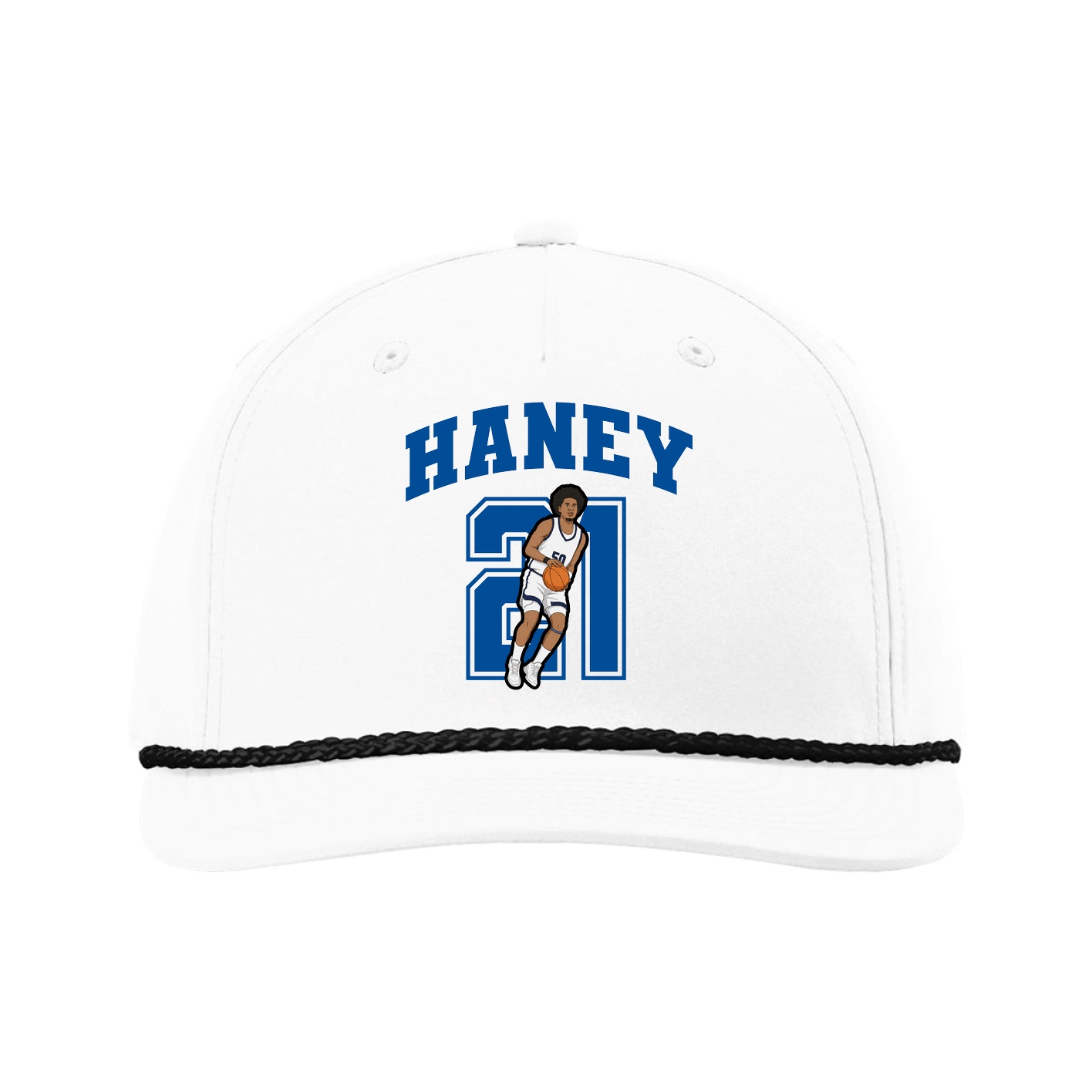 Five-Panel Classic Rope Cap — Number in White
