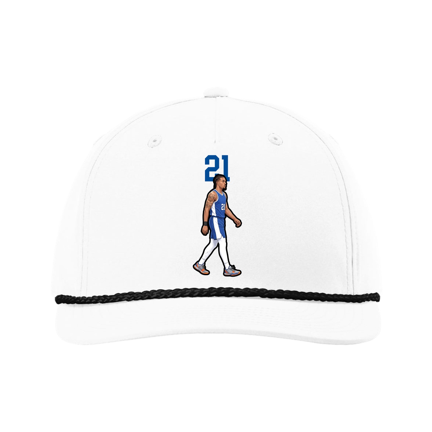 Five-Panel Classic Rope Cap — Number Top in White