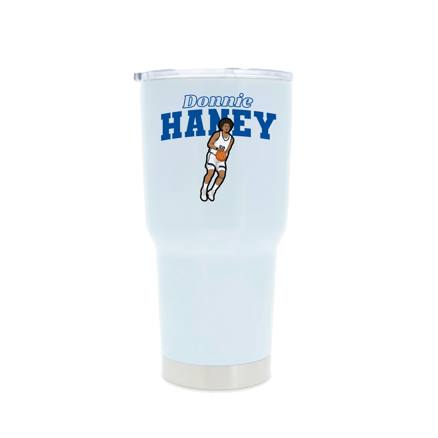30oz Stainless Steel Tumbler — Name Arch in White