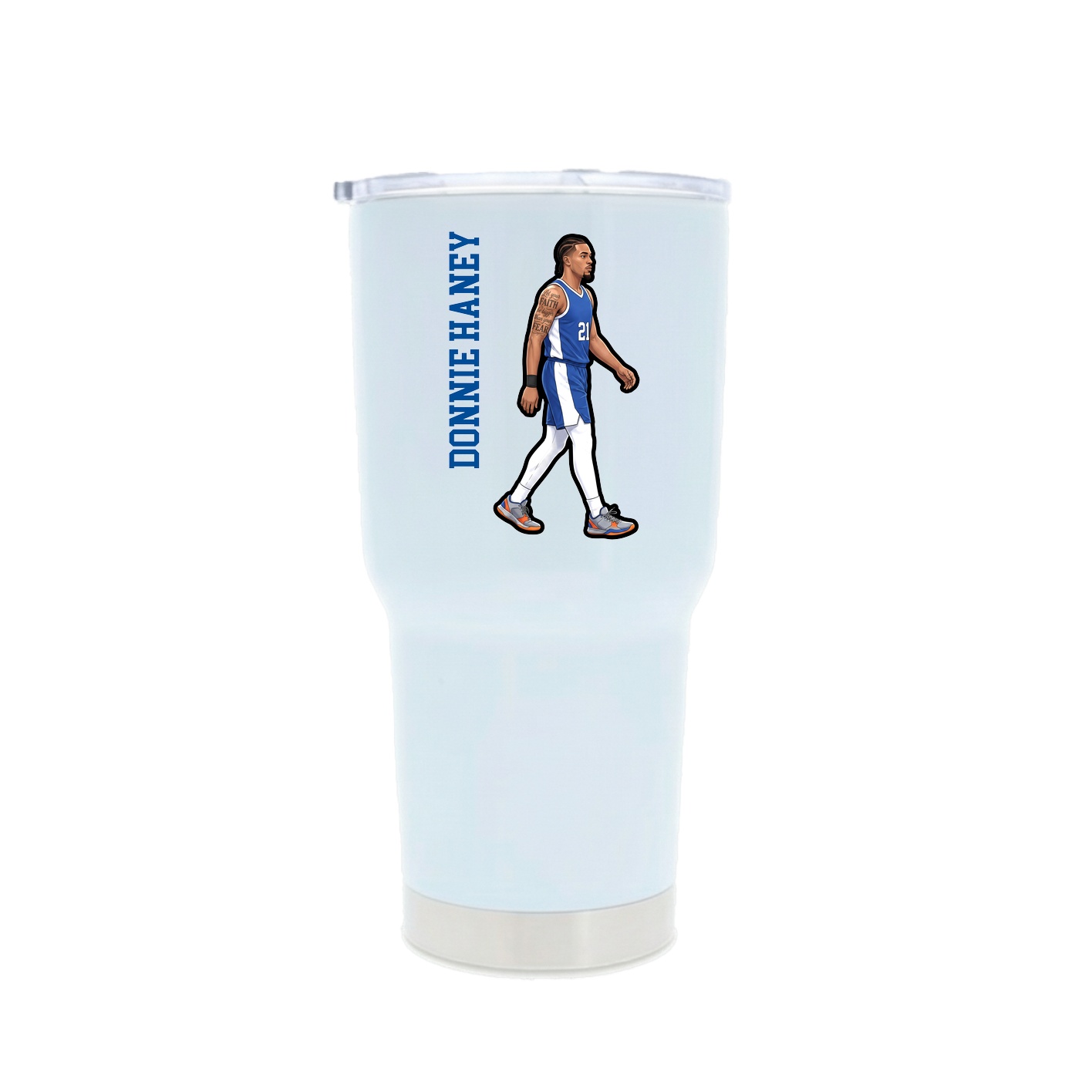 30oz Stainless Steel Tumbler — Name Vertical in White