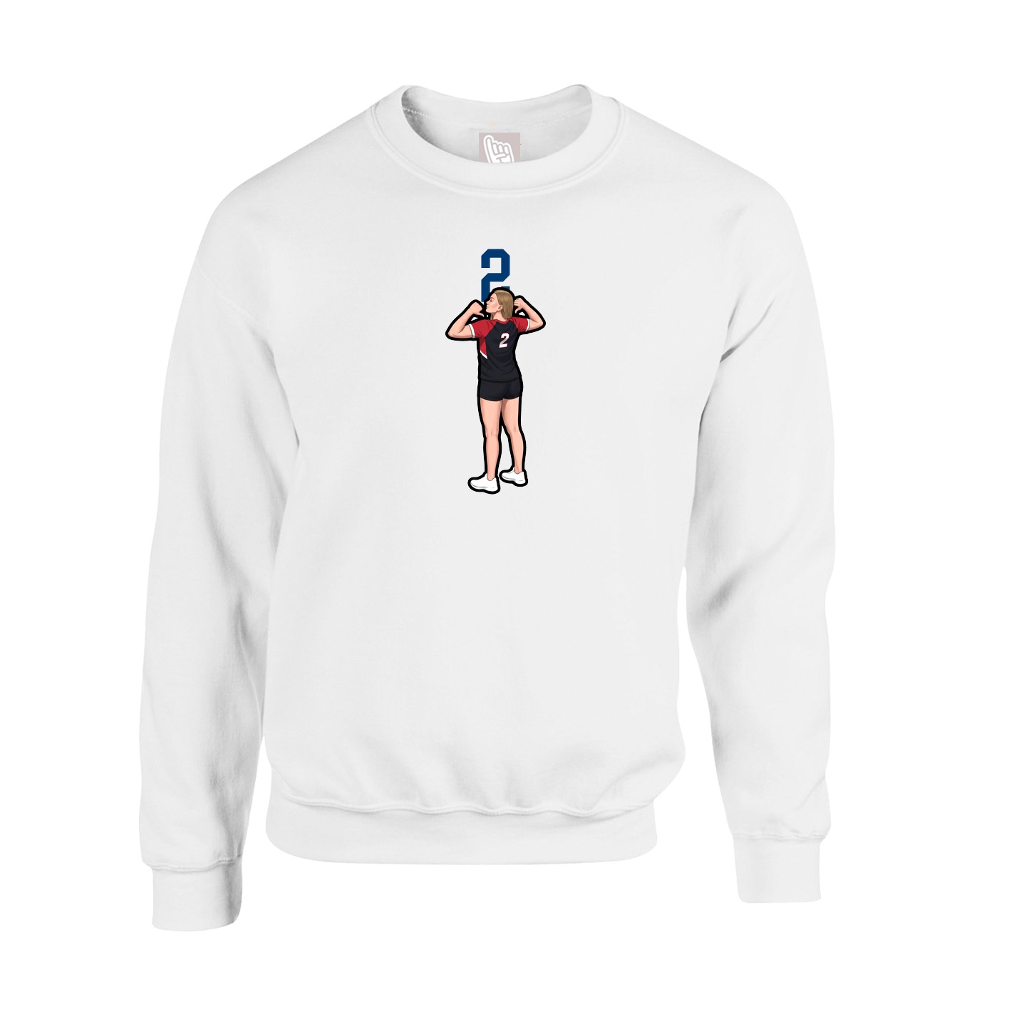 Fleece Crew — Number Top in White
