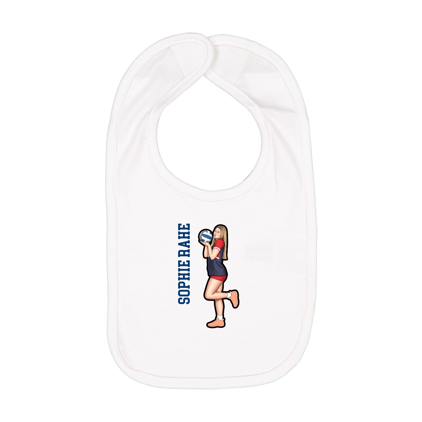 Infant Bib — Name Vertical in White