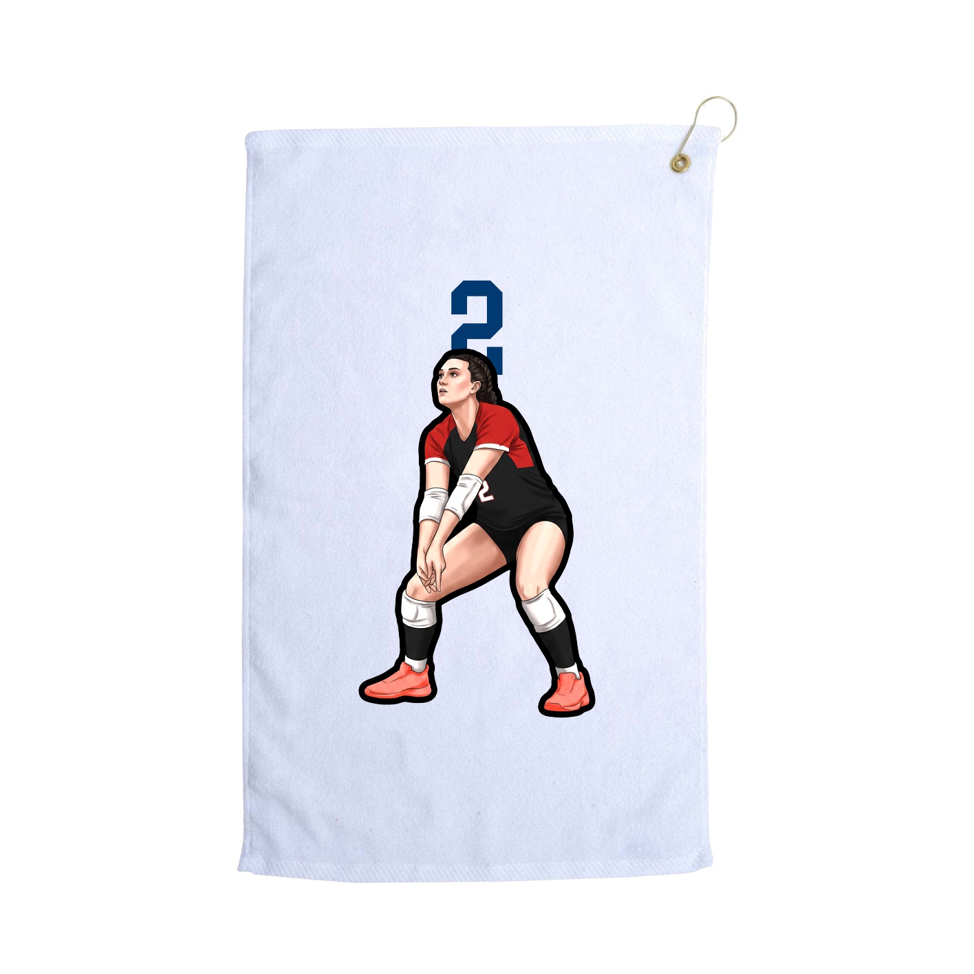 Golf Towel — Number Top in White