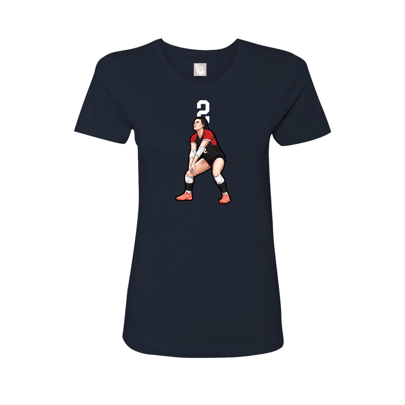 Fitted Women's Tee — Number Top in Navy