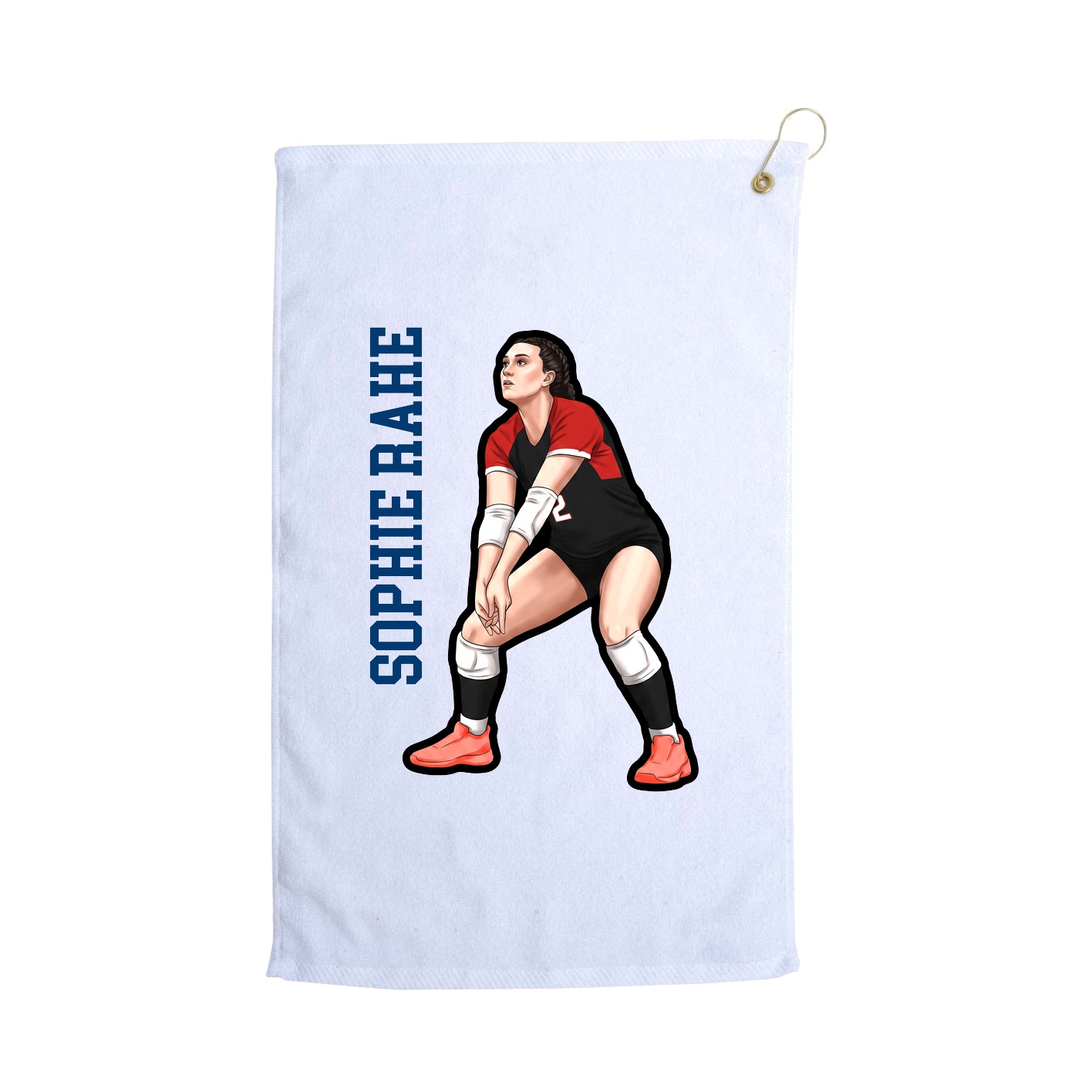 Golf Towel — Name Vertical in White