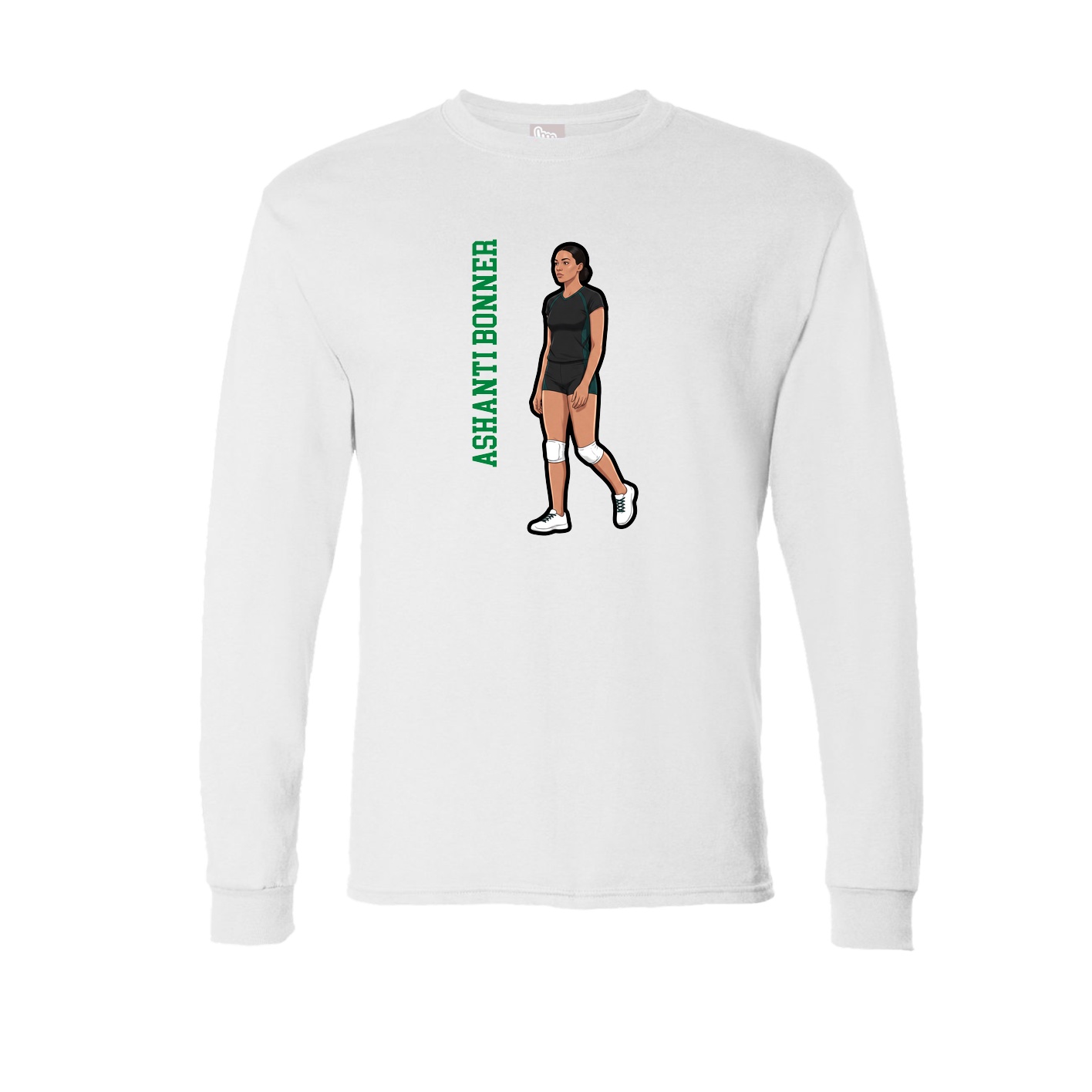 Long Sleeve Tee — Name Vertical in White