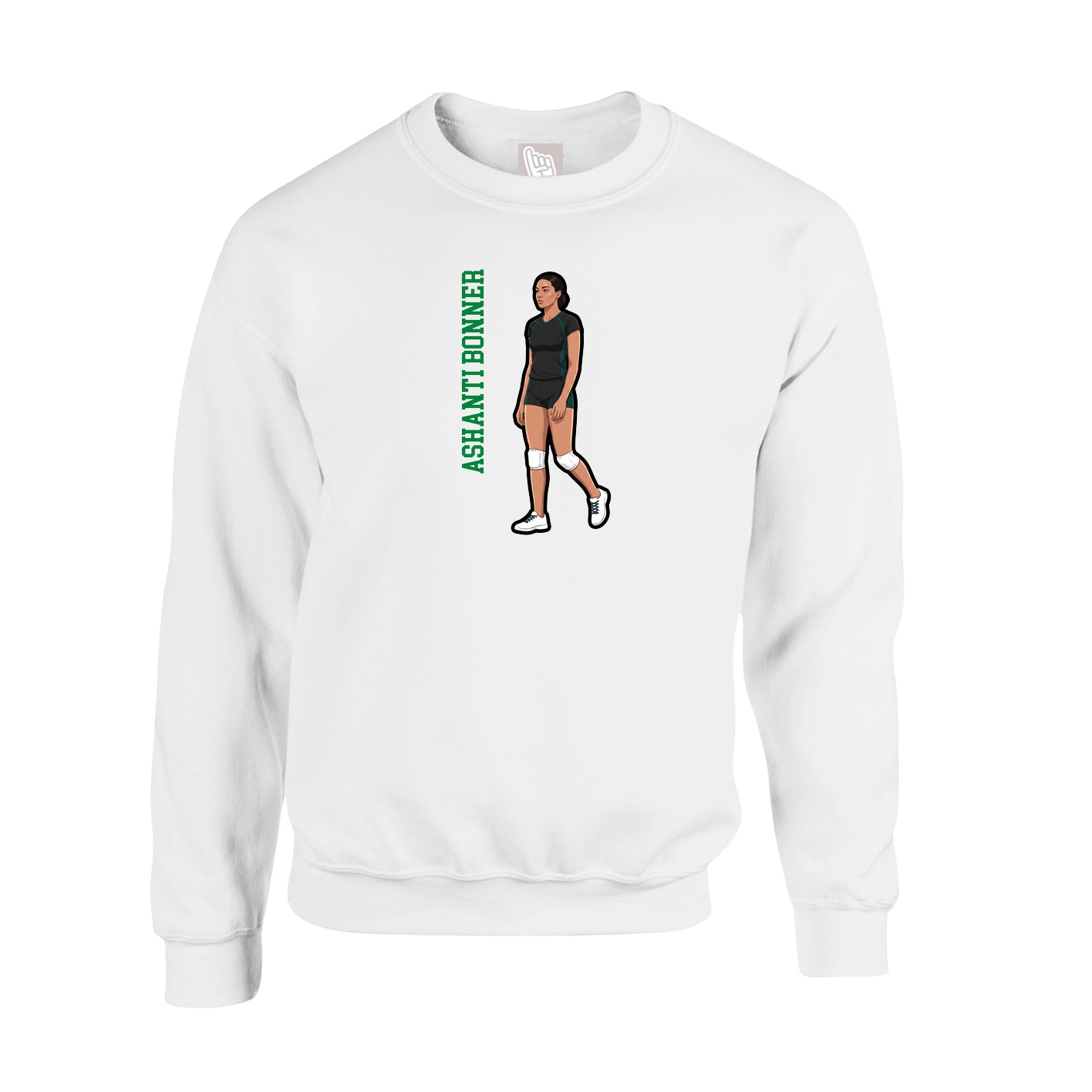 Fleece Crew — Name Vertical in White