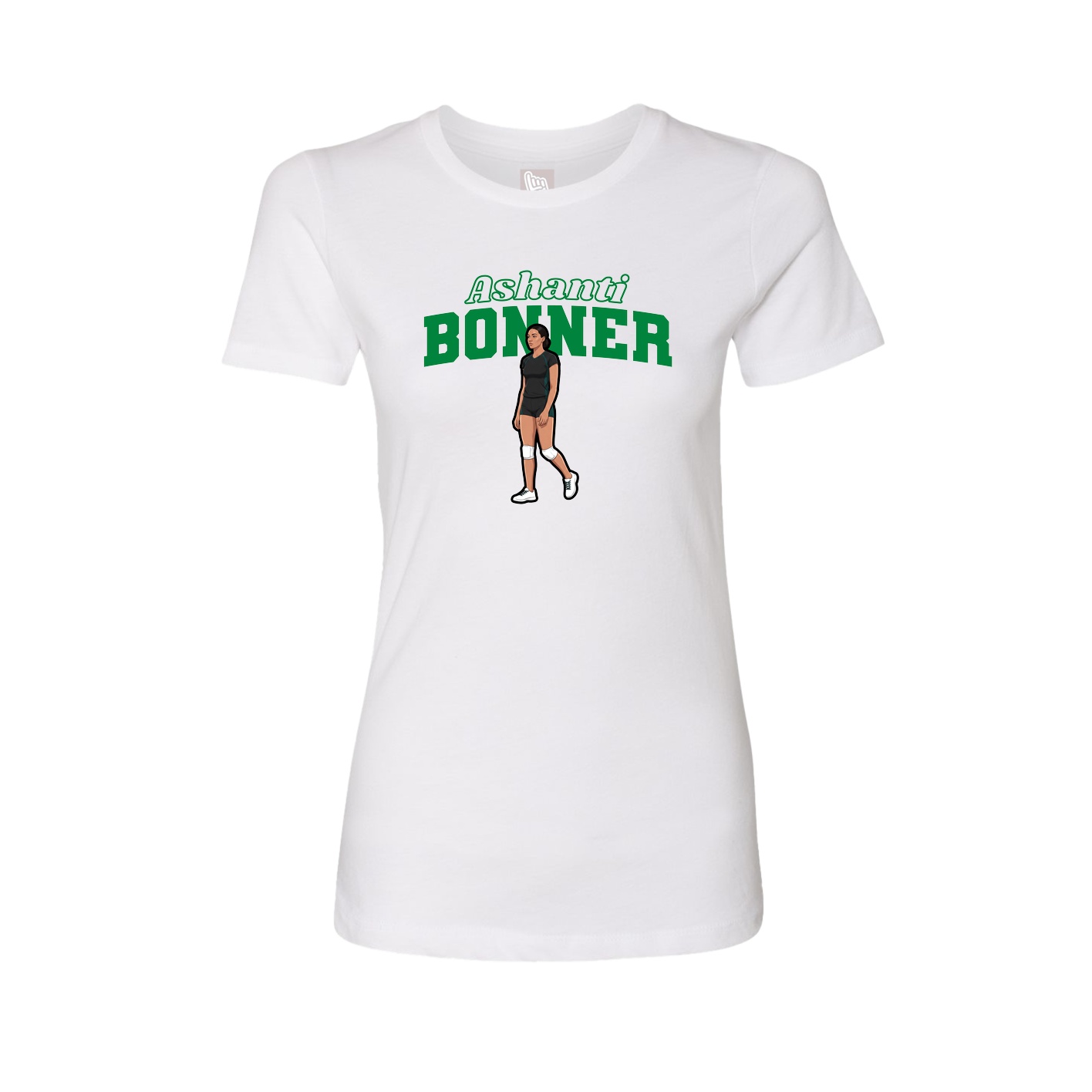 Womens Tee — Name Arch in White