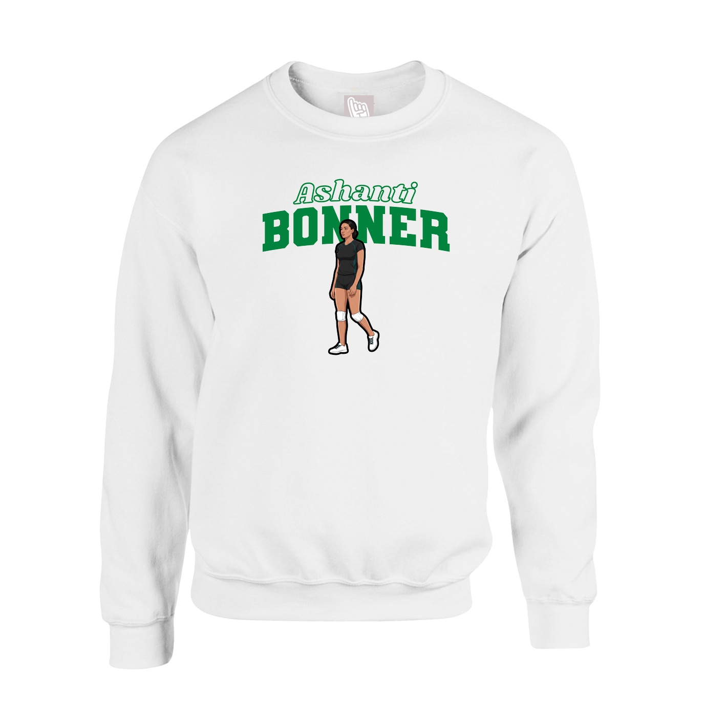 Fleece Crew — Name Arch in White