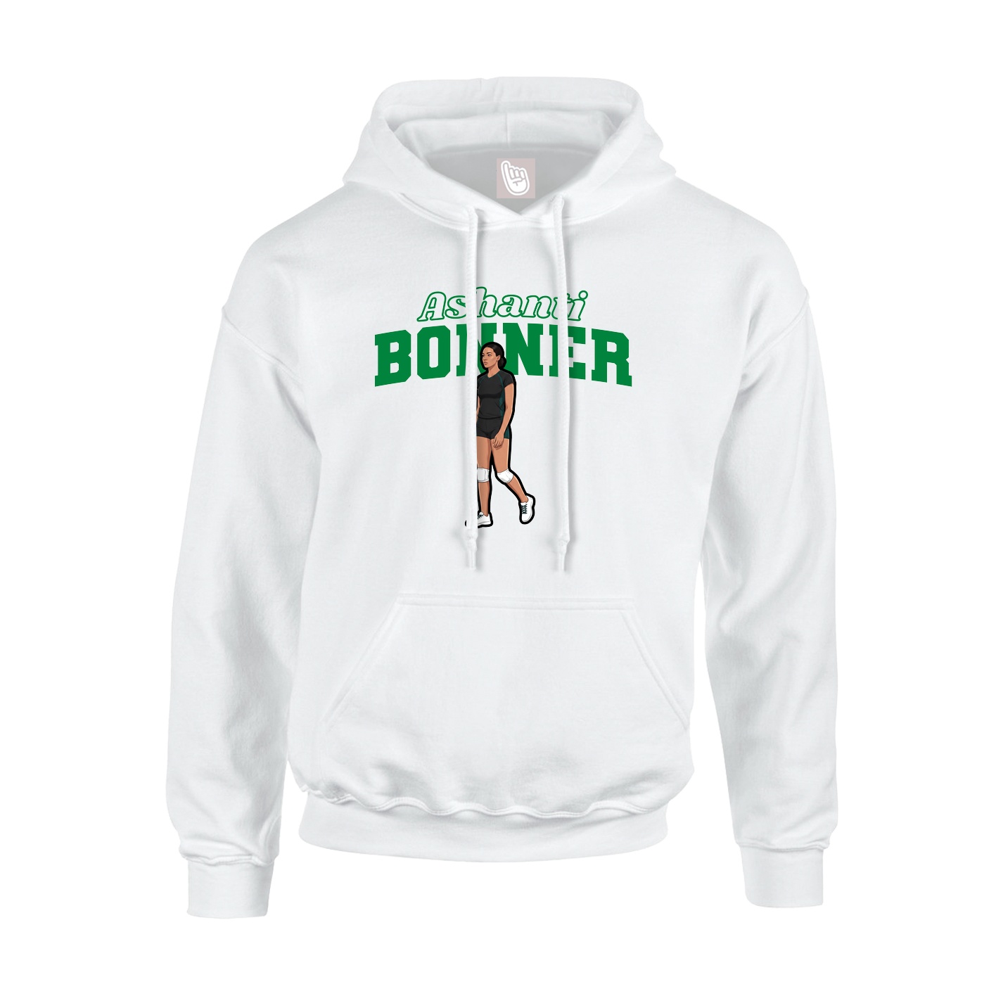 Youth Hoodie — Name Arch in White