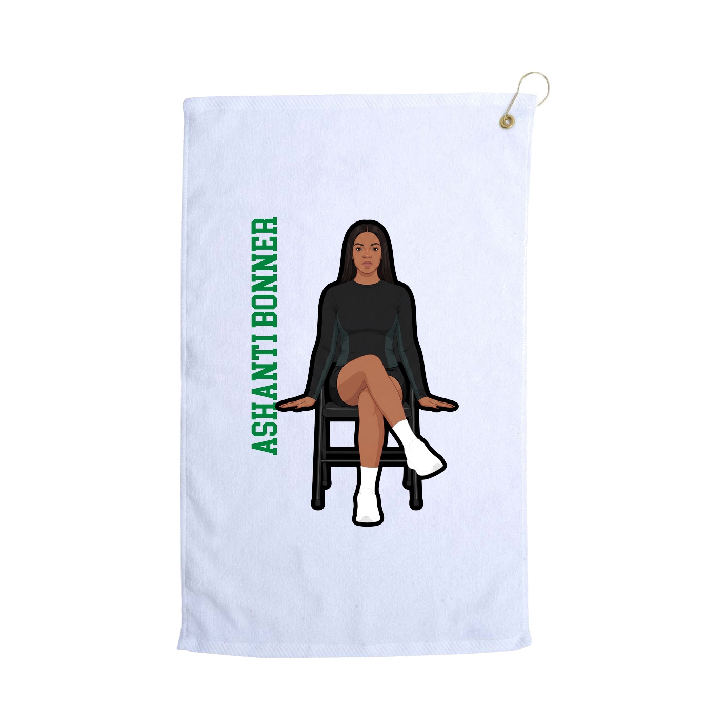 Golf Towel — Name Vertical in White