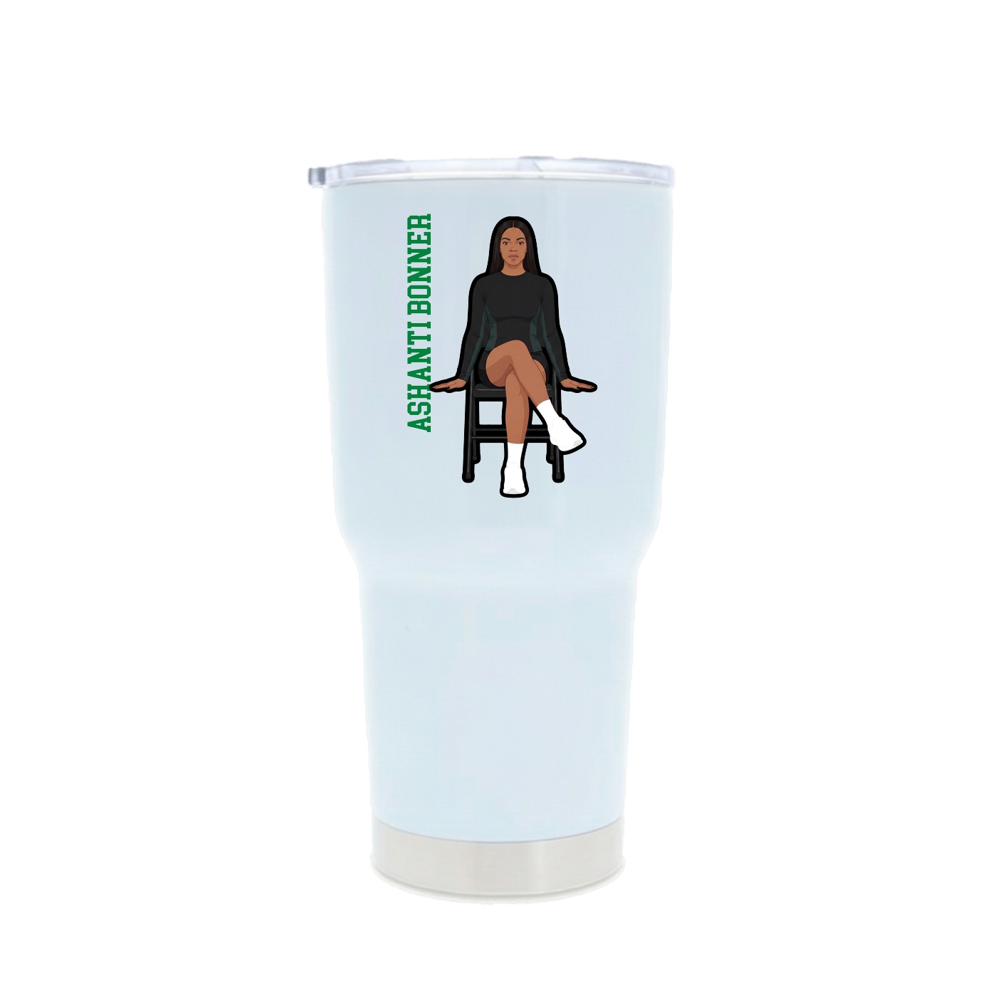 30oz Stainless Steel Tumbler — Name Vertical in White