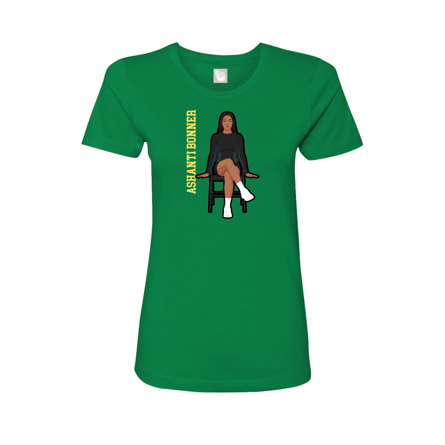 Womens Tee — Name Vertical in Green