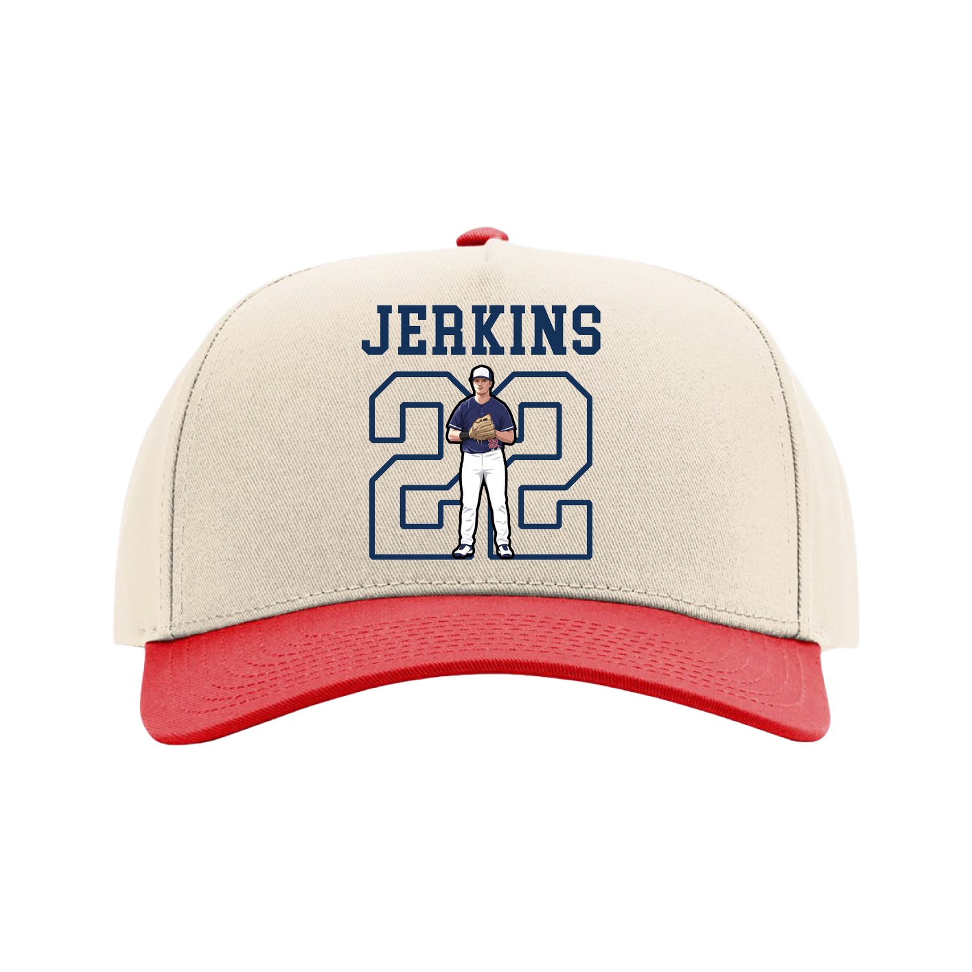 Full Fabric Five-Panel Champ Cap — Shirsey in Cream/Red
