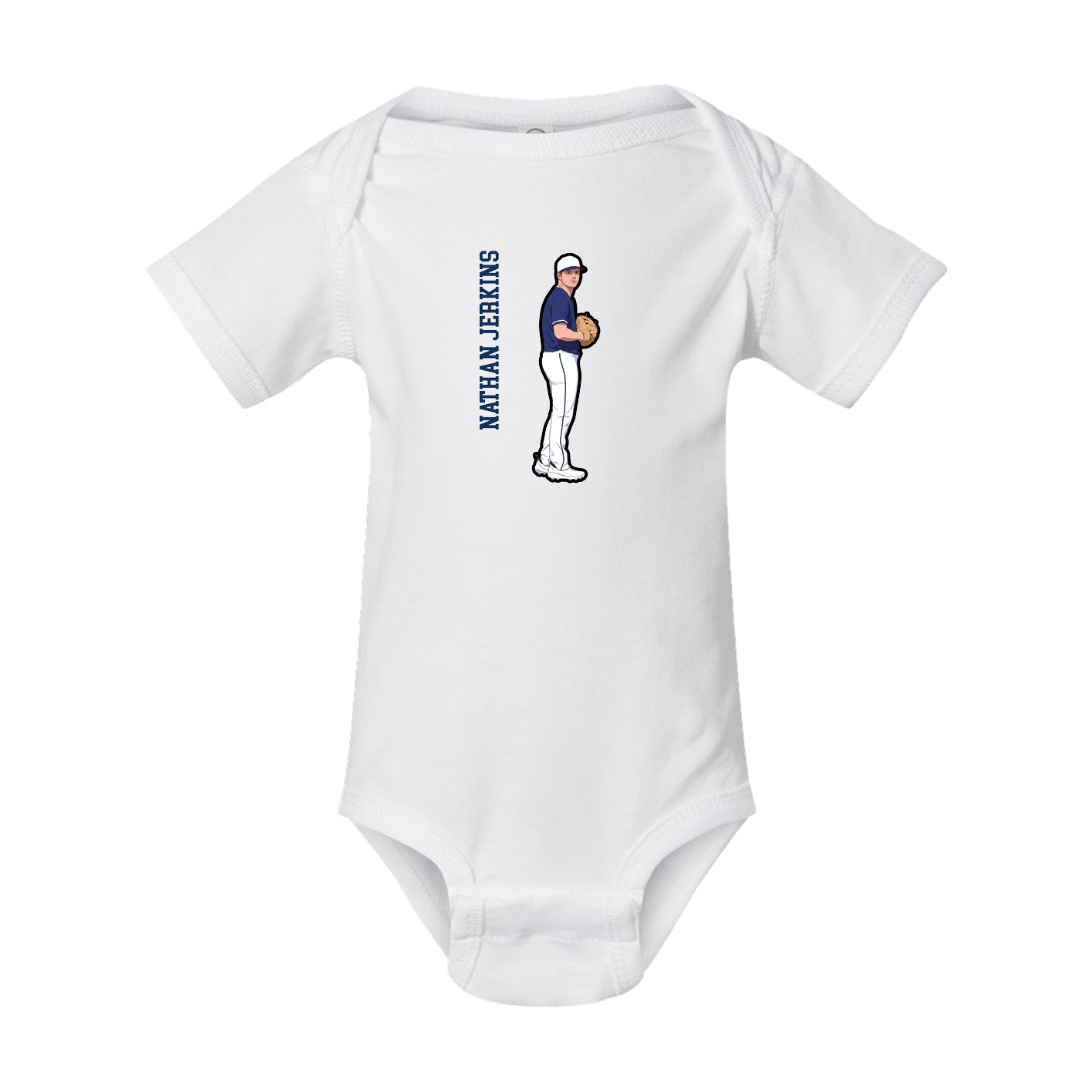 Baby Onesie — Name Vertical in White
