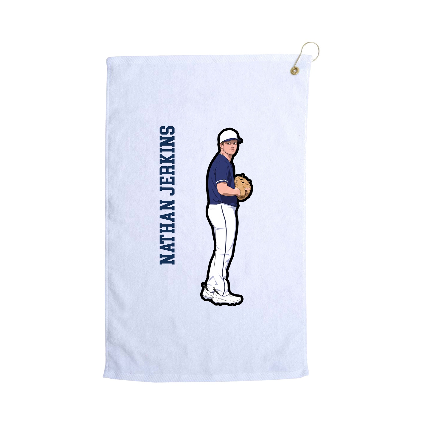 Golf Towel — Name Vertical in White