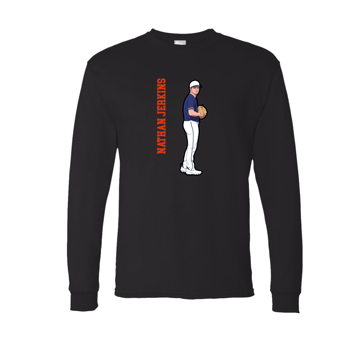 Long Sleeve Tee — Name Vertical in Black