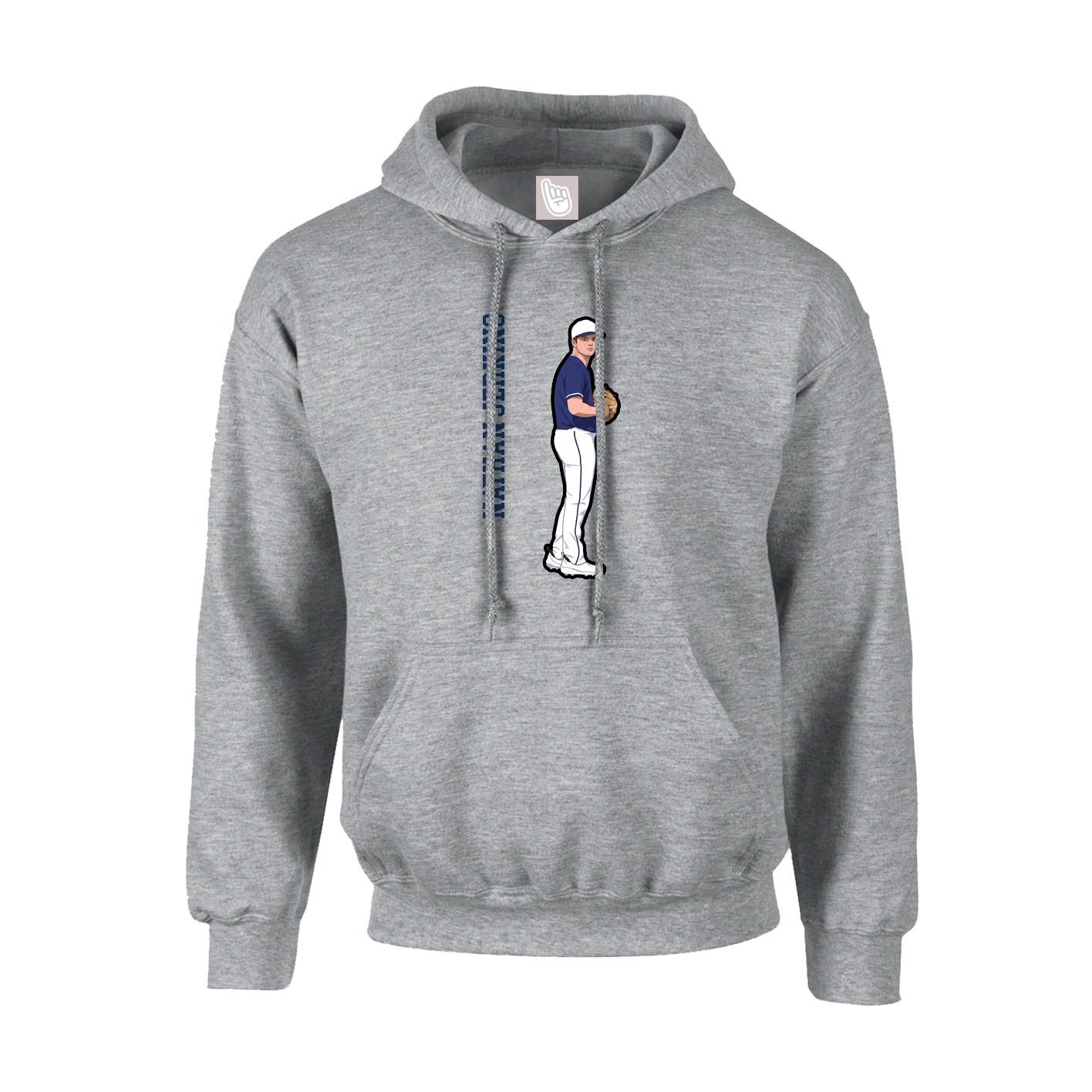 Hoodie — Name Vertical in Grey