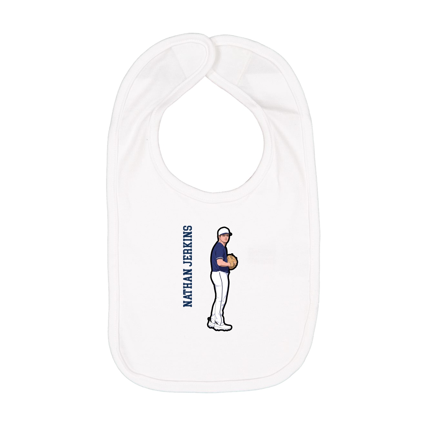 Infant Bib — Name Vertical in White