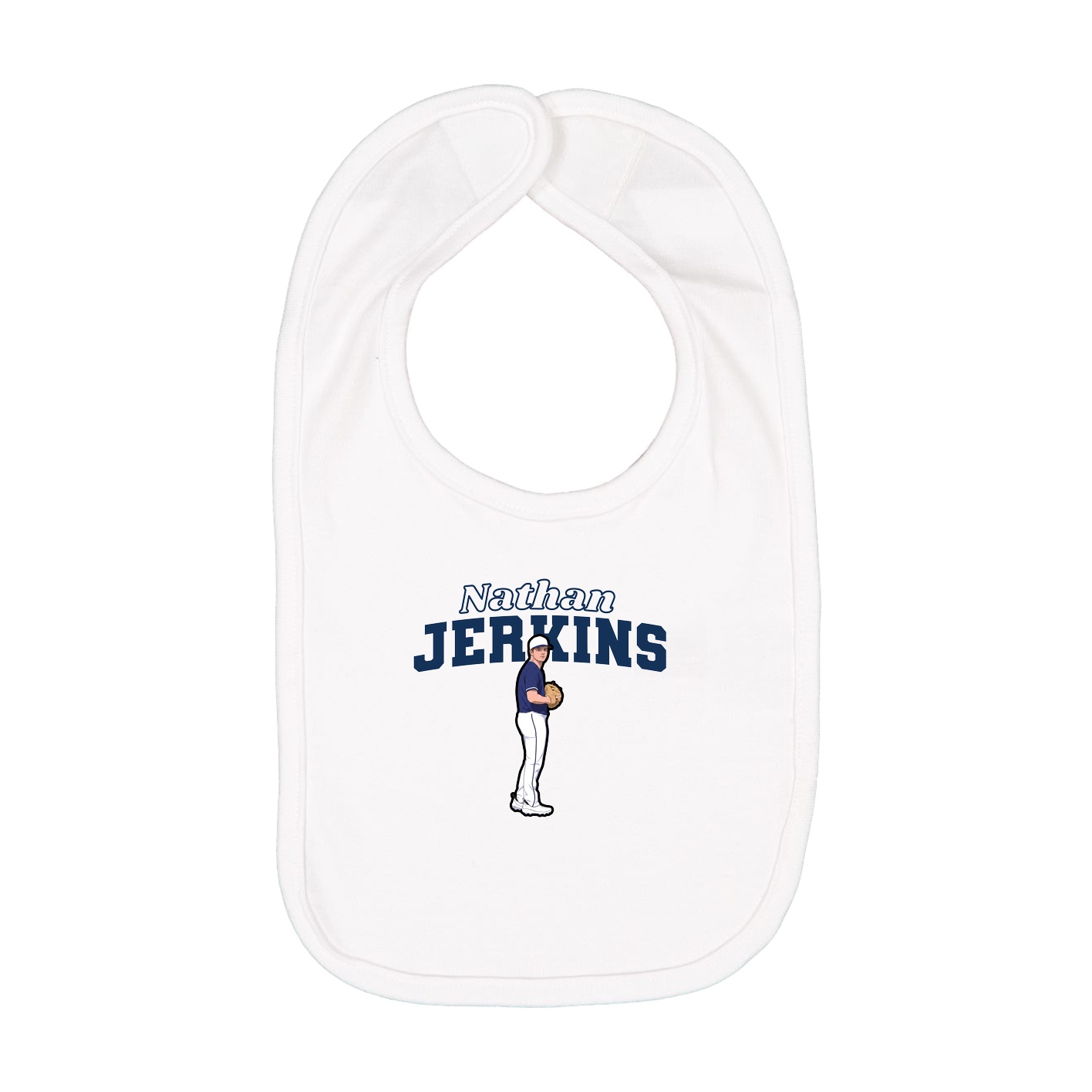 Infant Bib — Name Arch in White