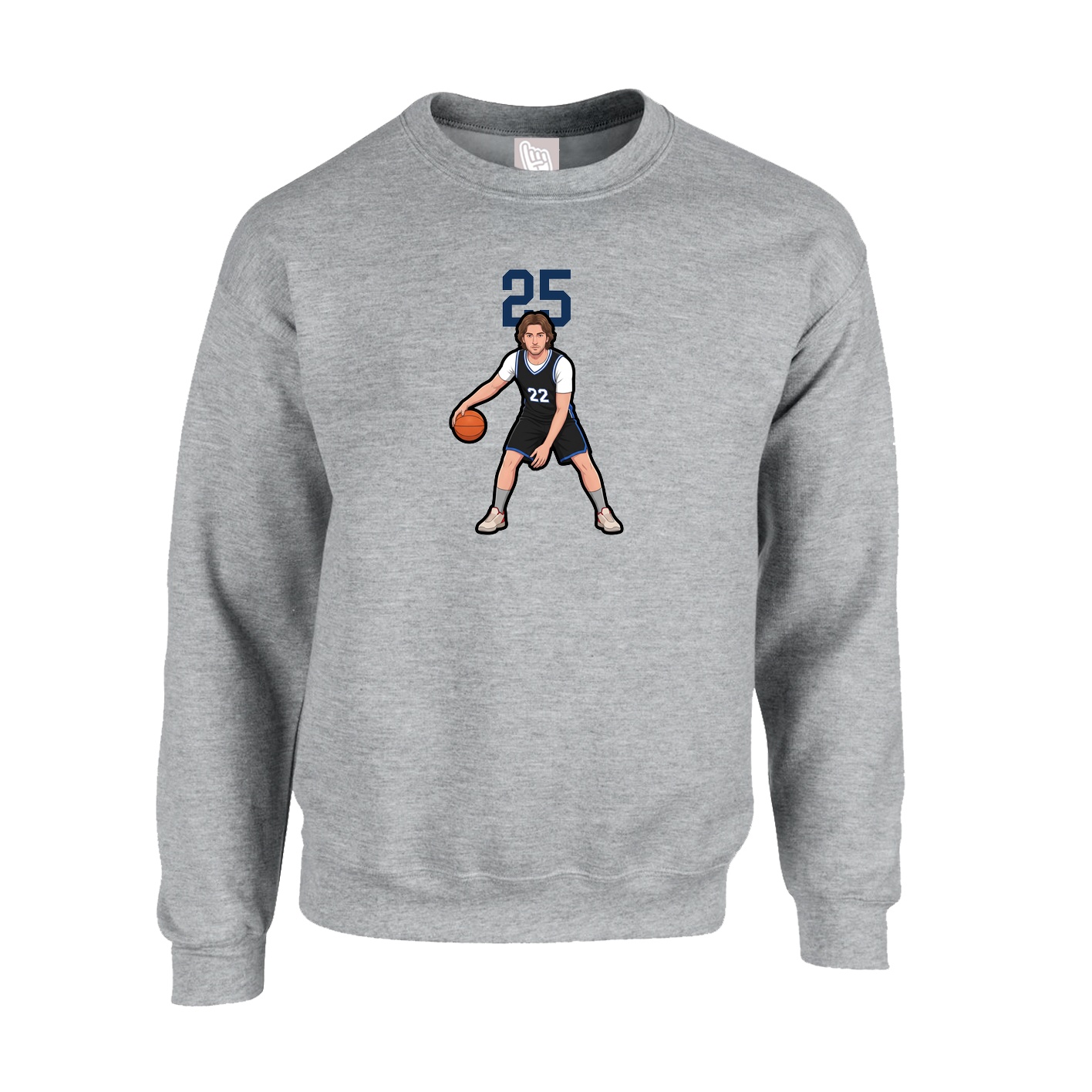 Fleece Crew — Number Top in Grey