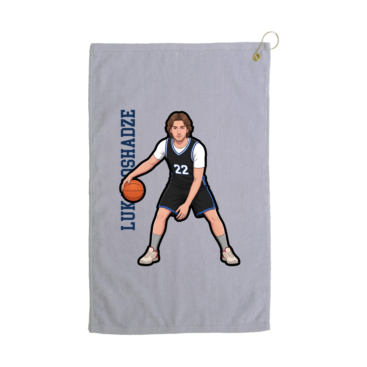 Golf Towel — Name Vertical in Grey