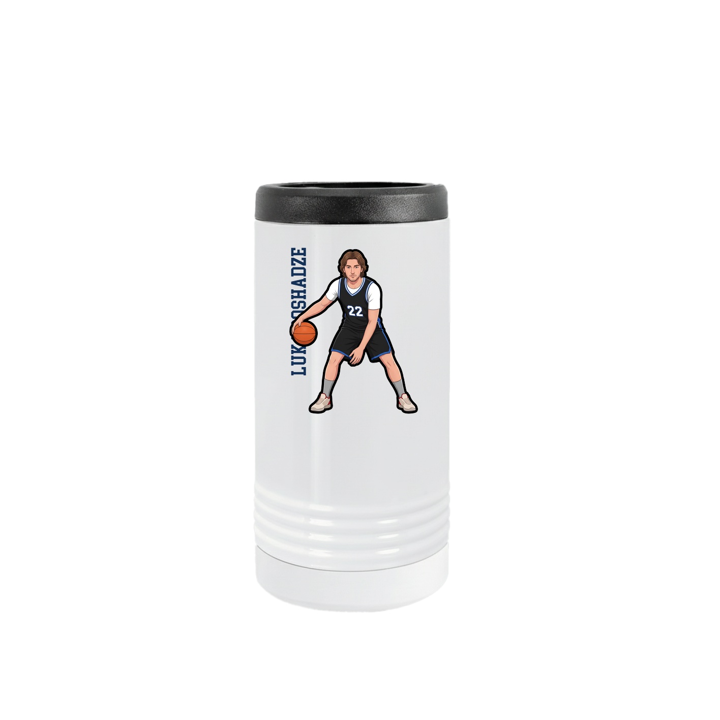 Slim Beverage Holder — Name Vertical in White