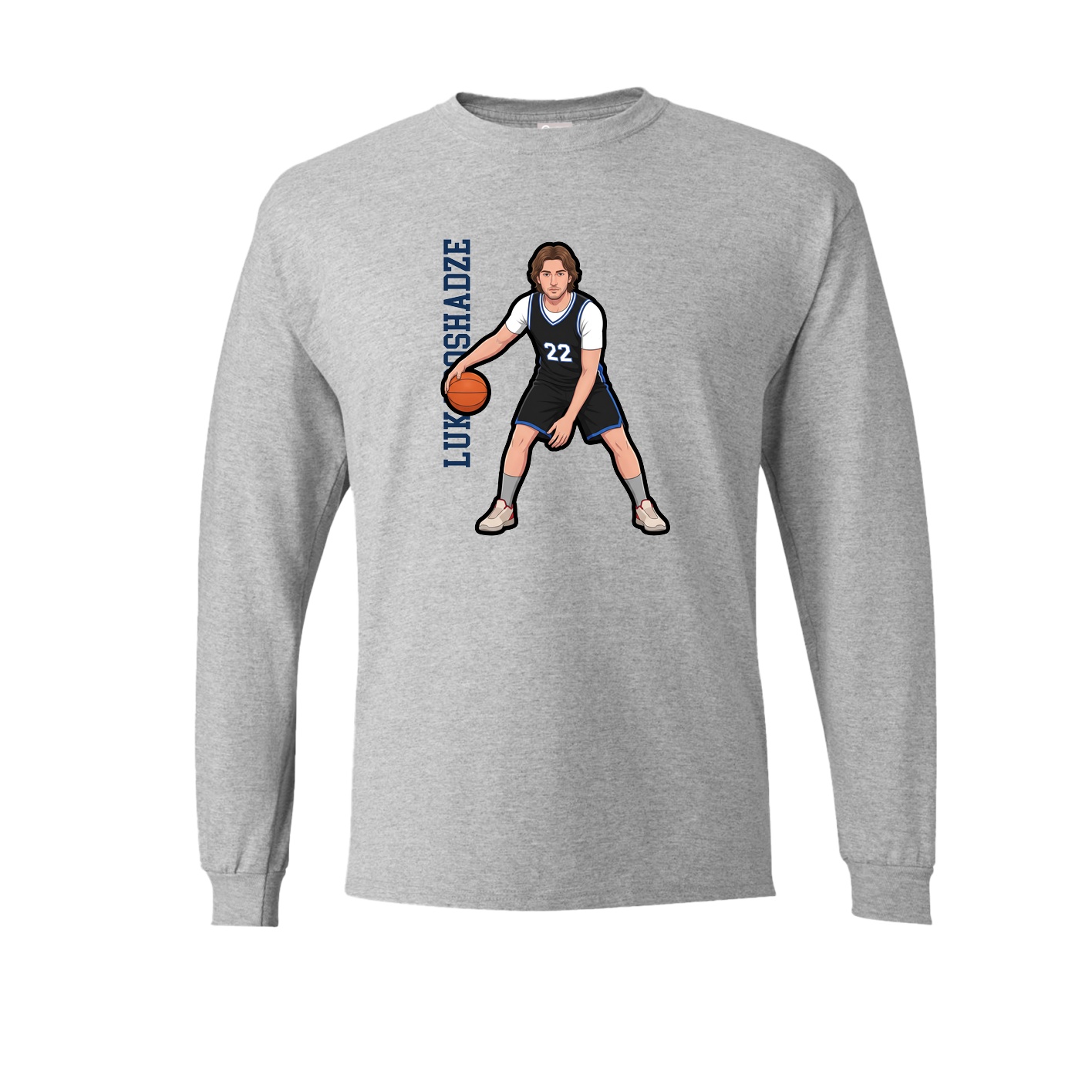 Long Sleeve Tee — Name Vertical in Grey